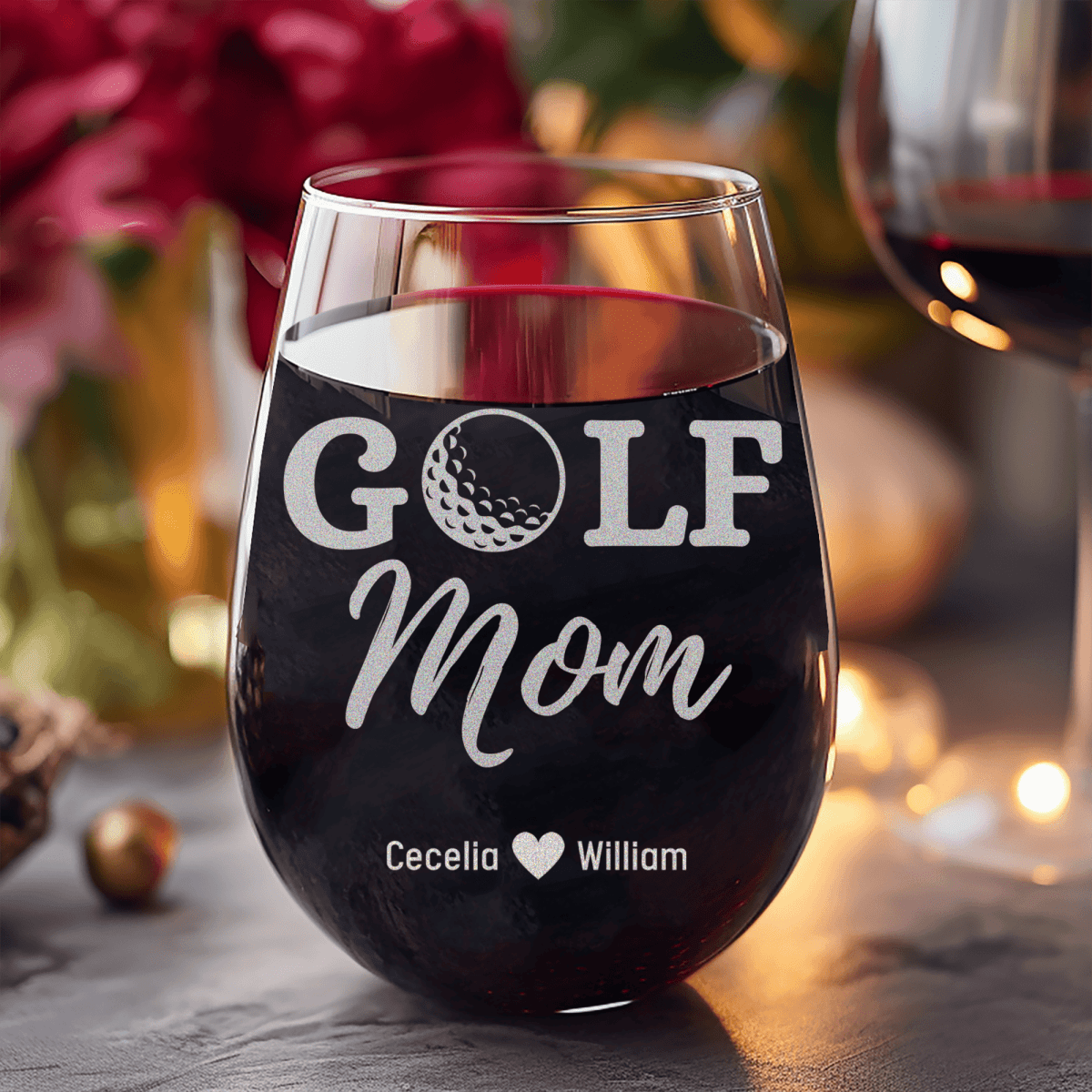 Personalized Best Golf Mom Stemless Wine Glass for her, Customized Gifts for Women by Groovy Girl Gifts