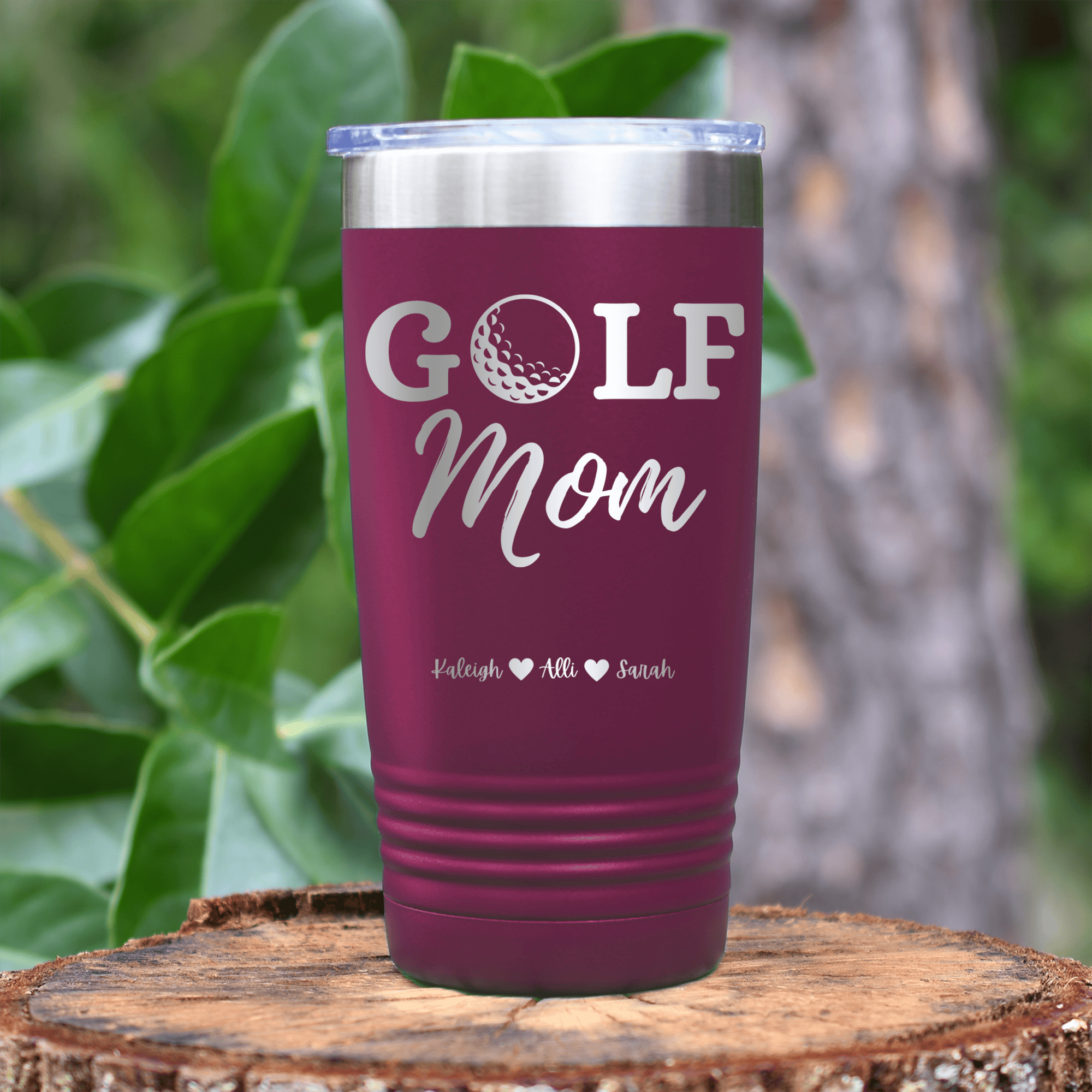 Maroon Golf Mom Tumbler With Best Golf Mom Design