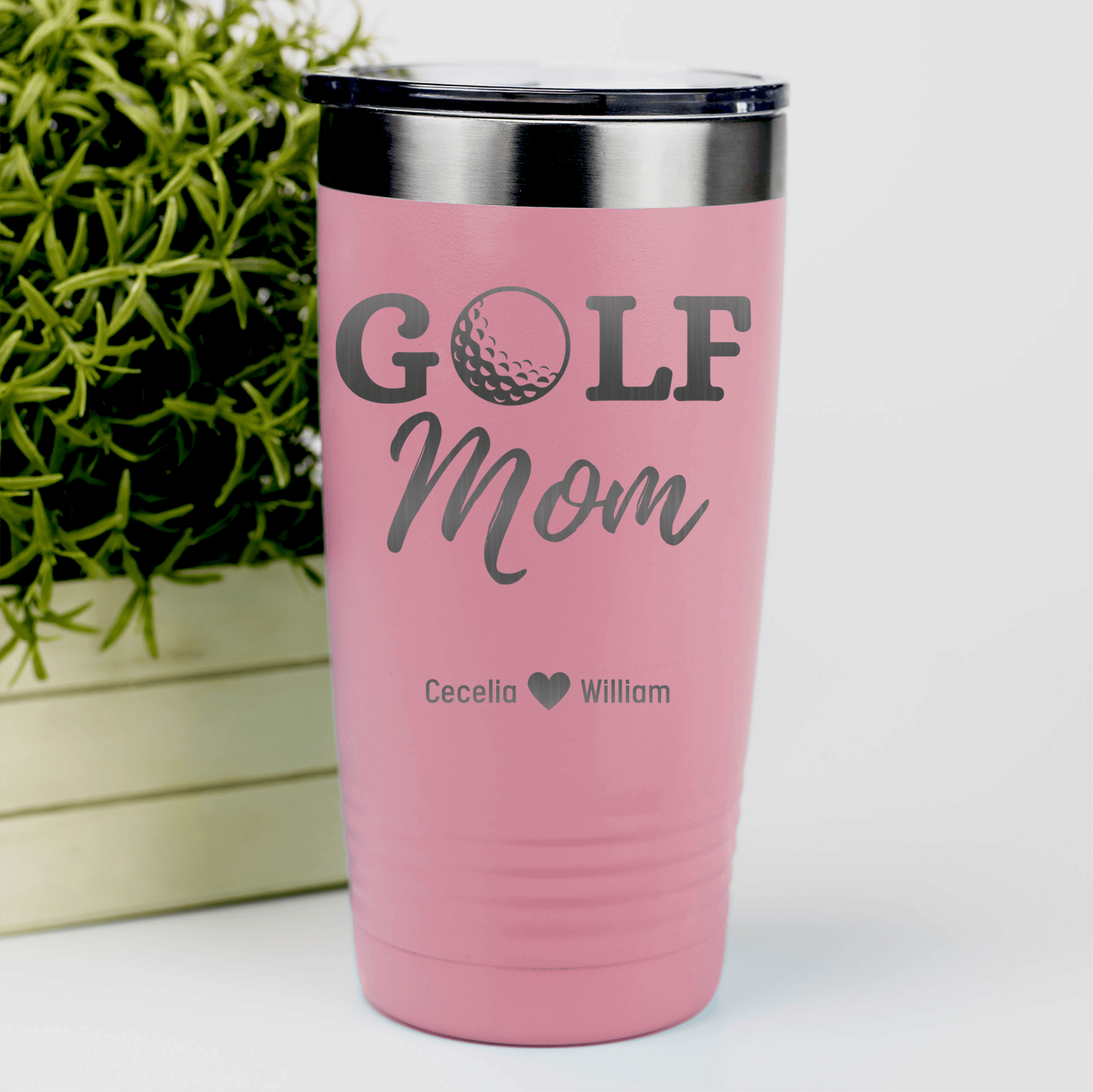 Salmon Golf Mom Tumbler With Best Golf Mom Design