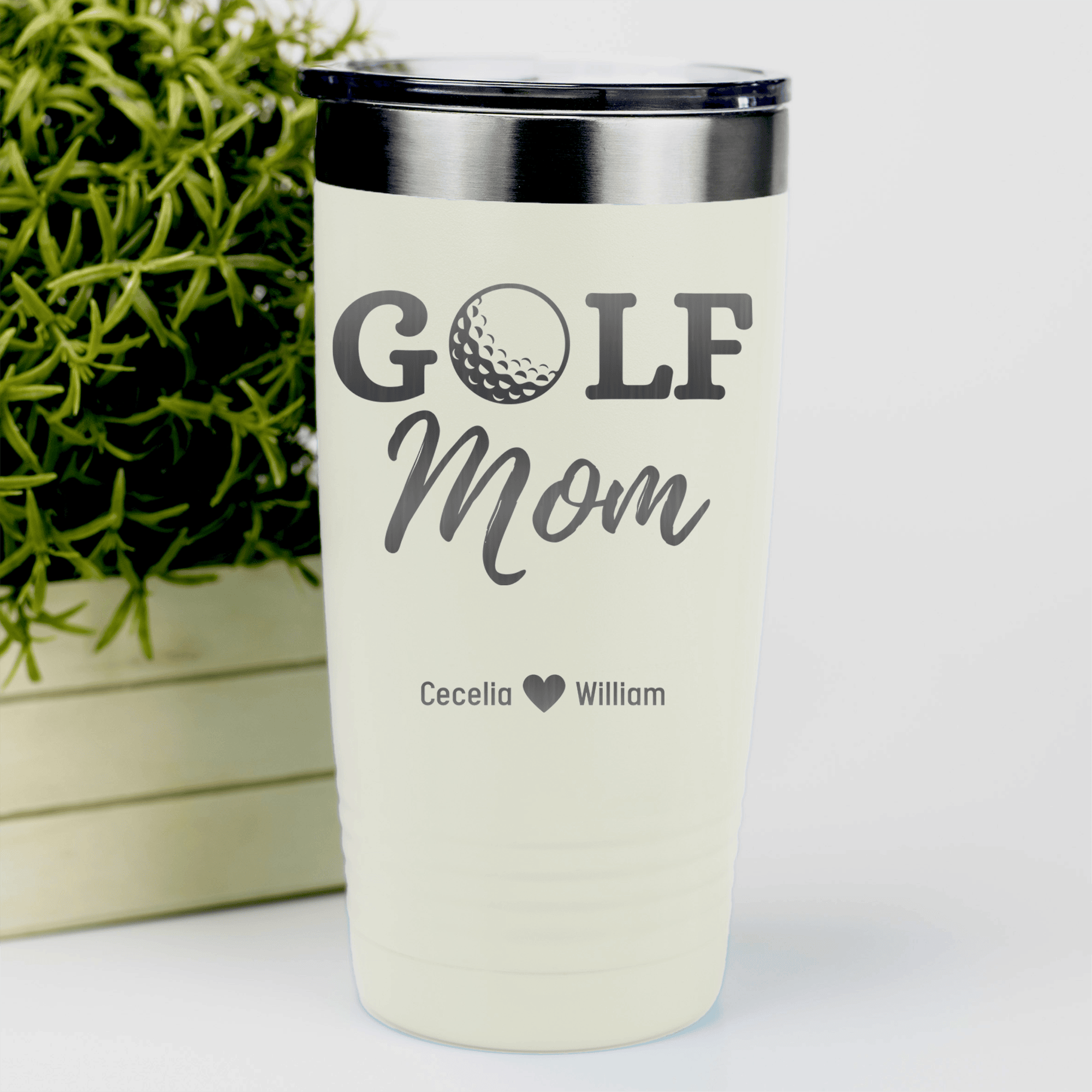 White Golf Mom Tumbler With Best Golf Mom Design
