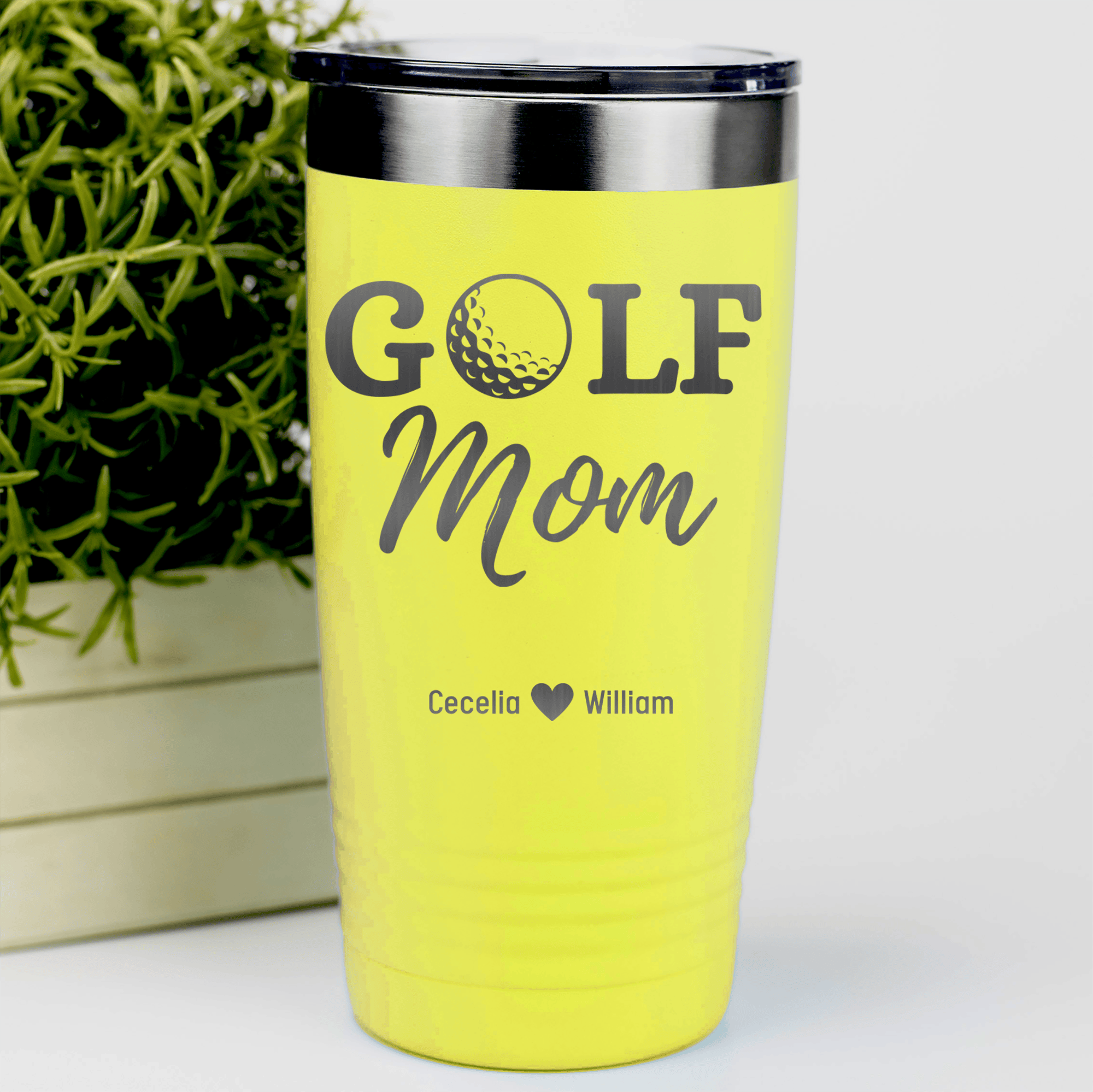 Yellow Golf Mom Tumbler With Best Golf Mom Design