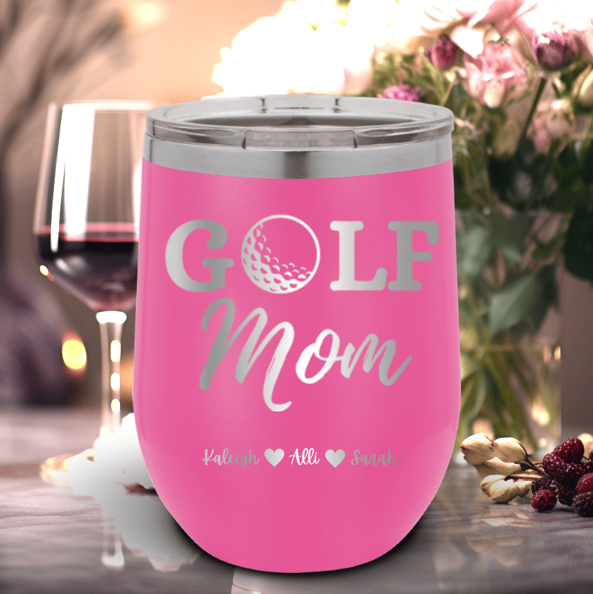 Pink Golf Mom Wine Tumbler With Best Golf Mom Design