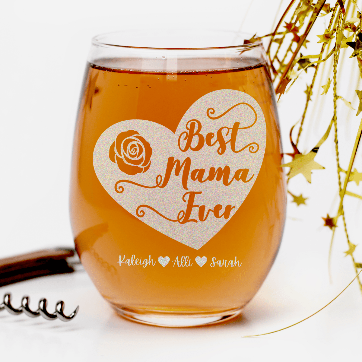 Best Mama Ever Stemless Wine Glass