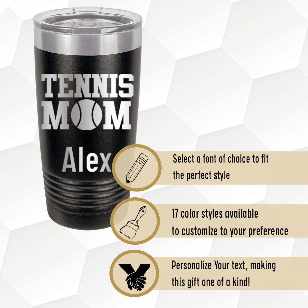 Personalized Best Tennis Mom Tumbler for her, Customized Gifts for Women by Groovy Girl Gifts