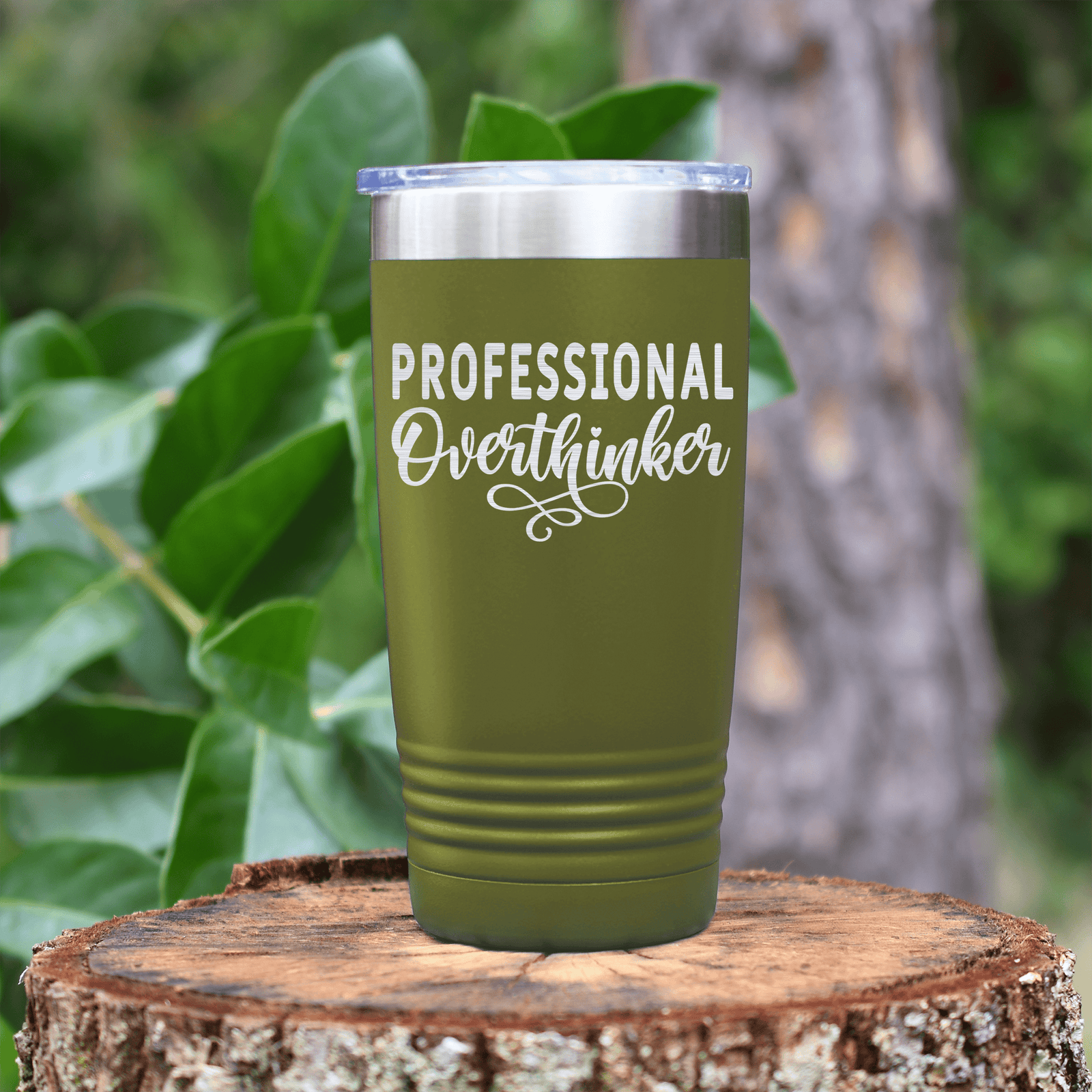 Military Green pickelball tumbler Big Time Overthinker