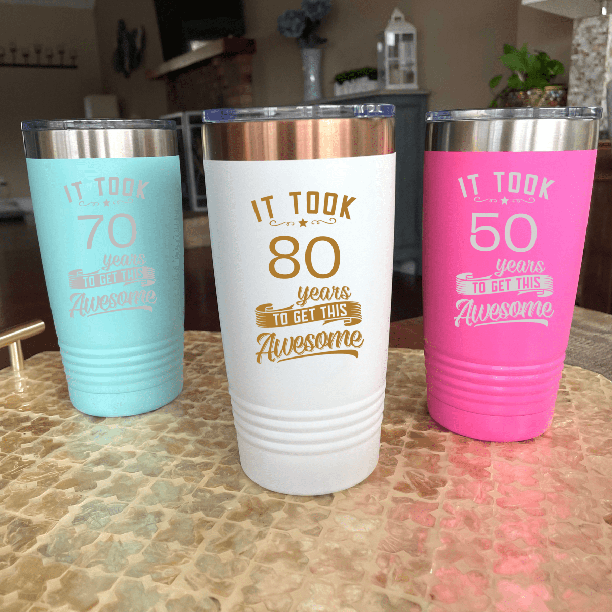 Personalized Ageless &amp; Awesome Tumbler for her, Customized Gifts for Women by Groovy Girl Gifts