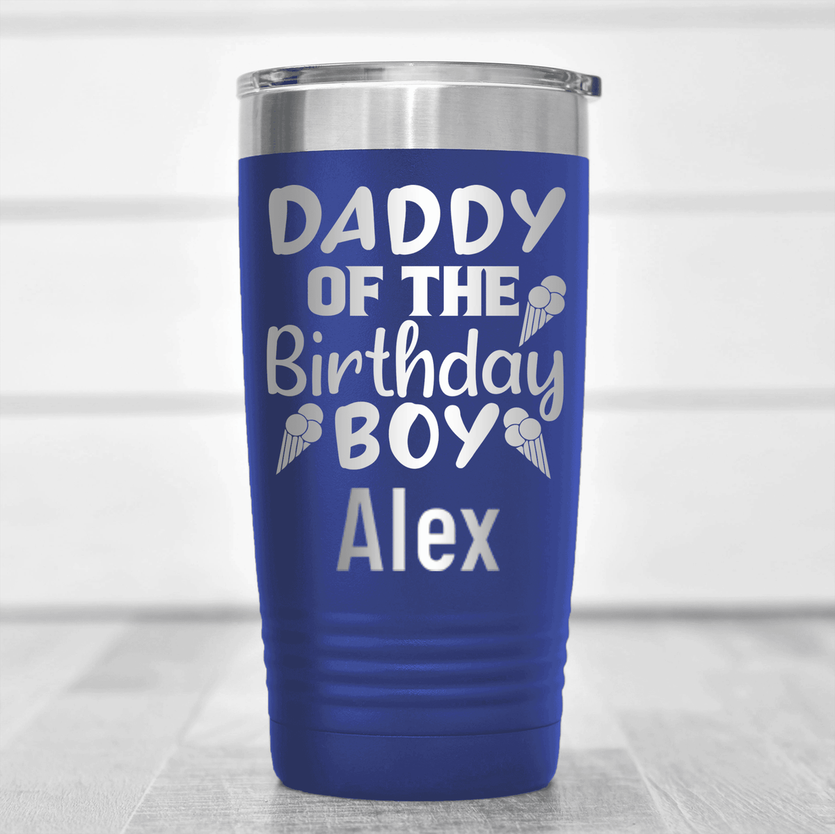Blue Birthday Tumbler With Birthday Dad Design