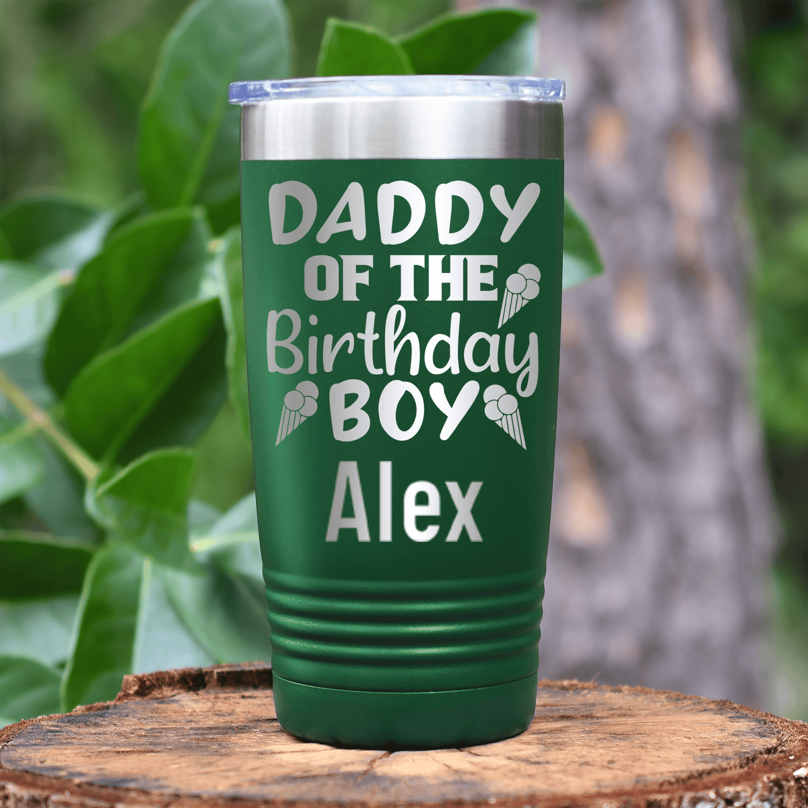 Green Birthday Tumbler With Birthday Dad Design