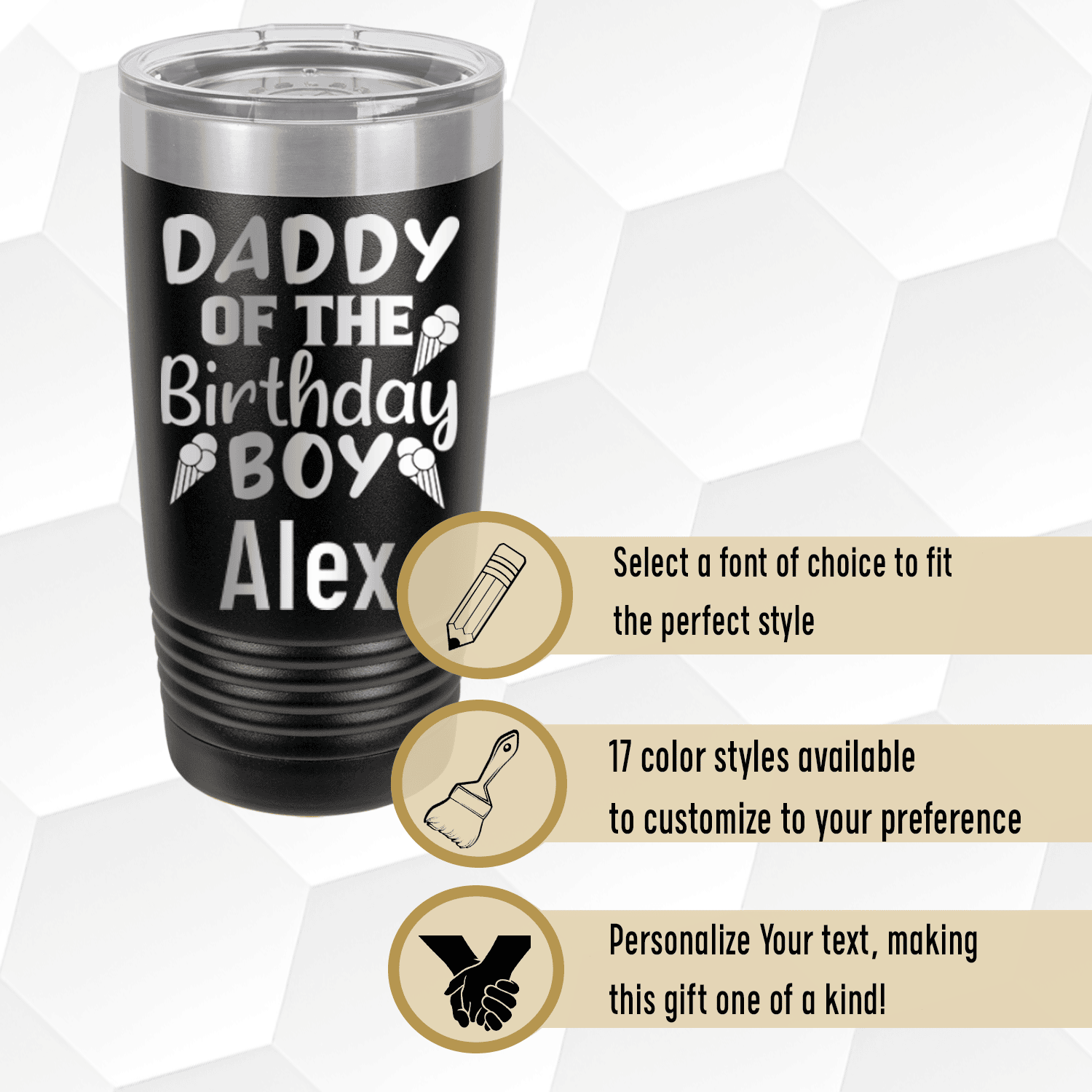 Navy Birthday Tumbler With Birthday Dad Design