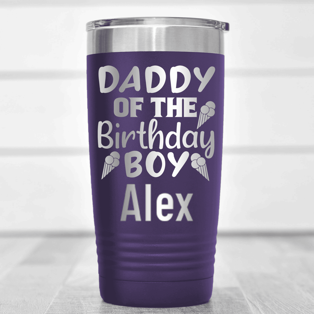 Purple Birthday Tumbler With Birthday Dad Design