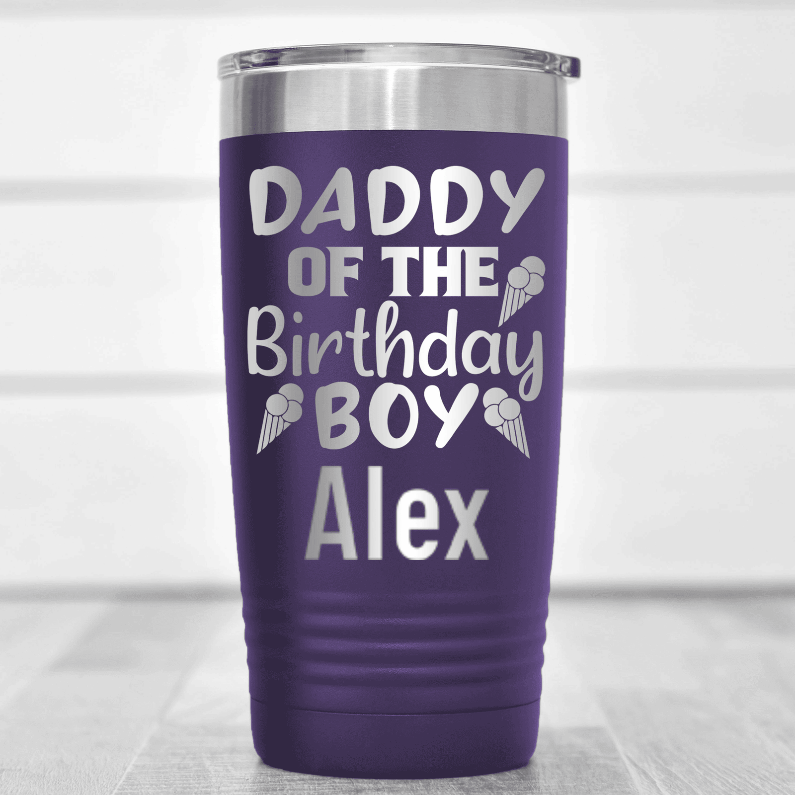 Purple Birthday Tumbler With Birthday Dad Design