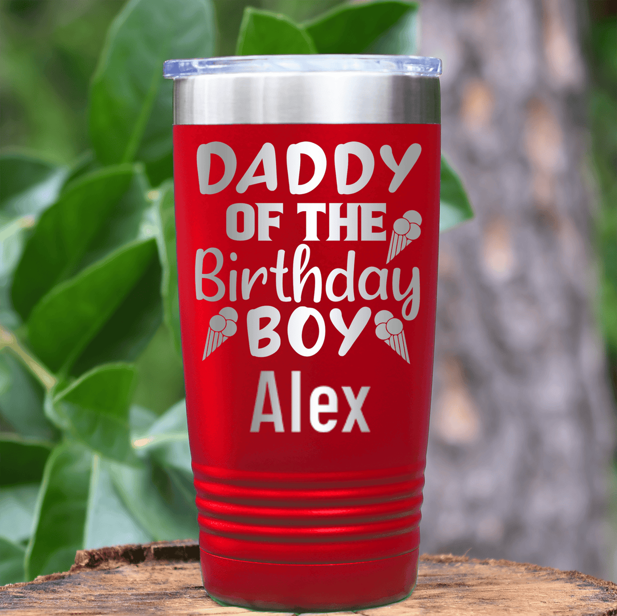 Red Birthday Tumbler With Birthday Dad Design