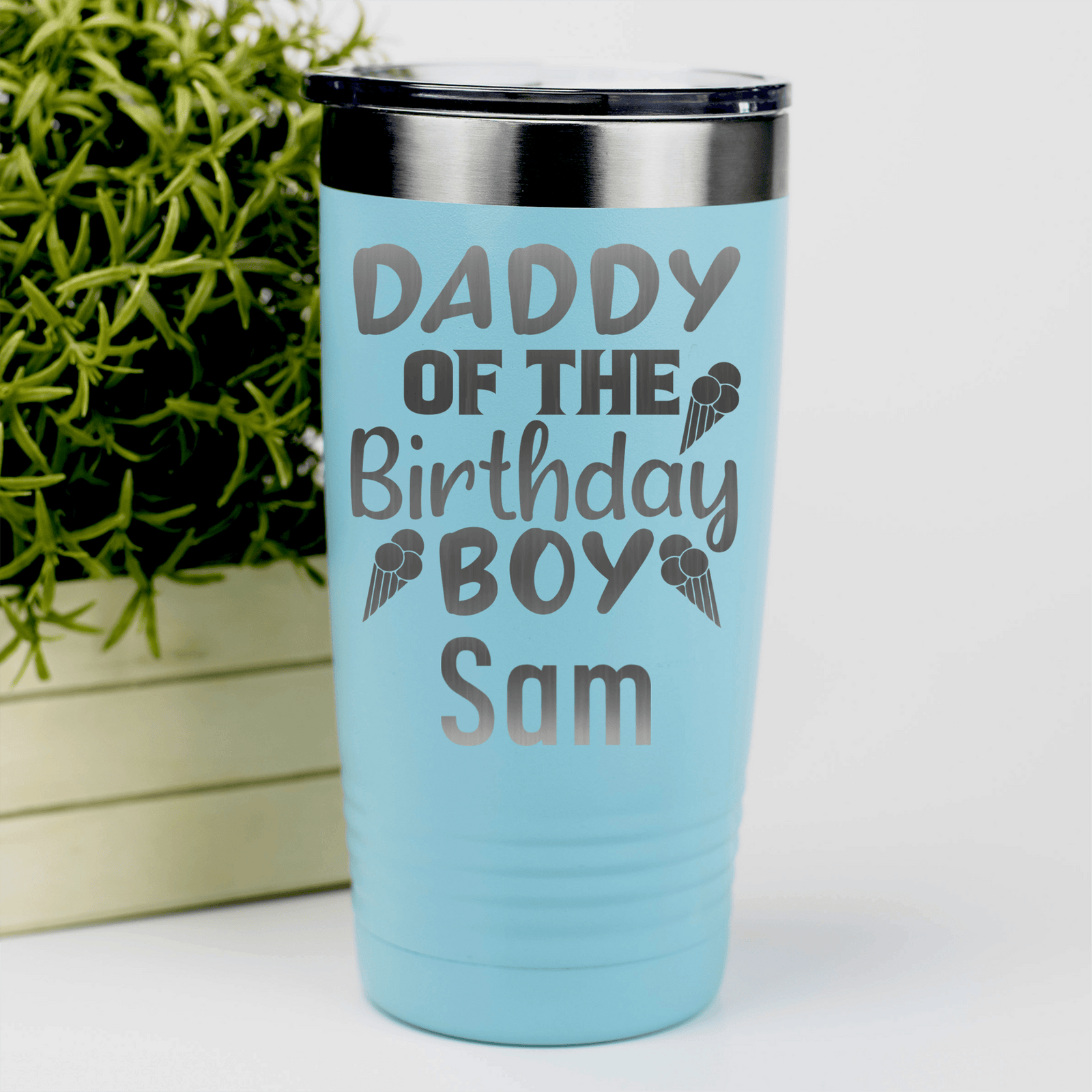 Teal Birthday Tumbler With Birthday Dad Design