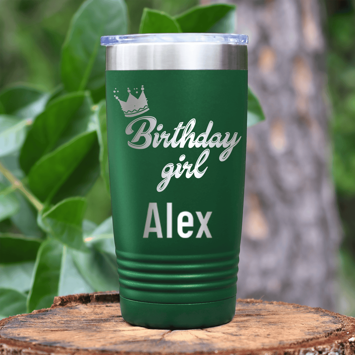 Green Birthday Tumbler With Birthday Girl Design