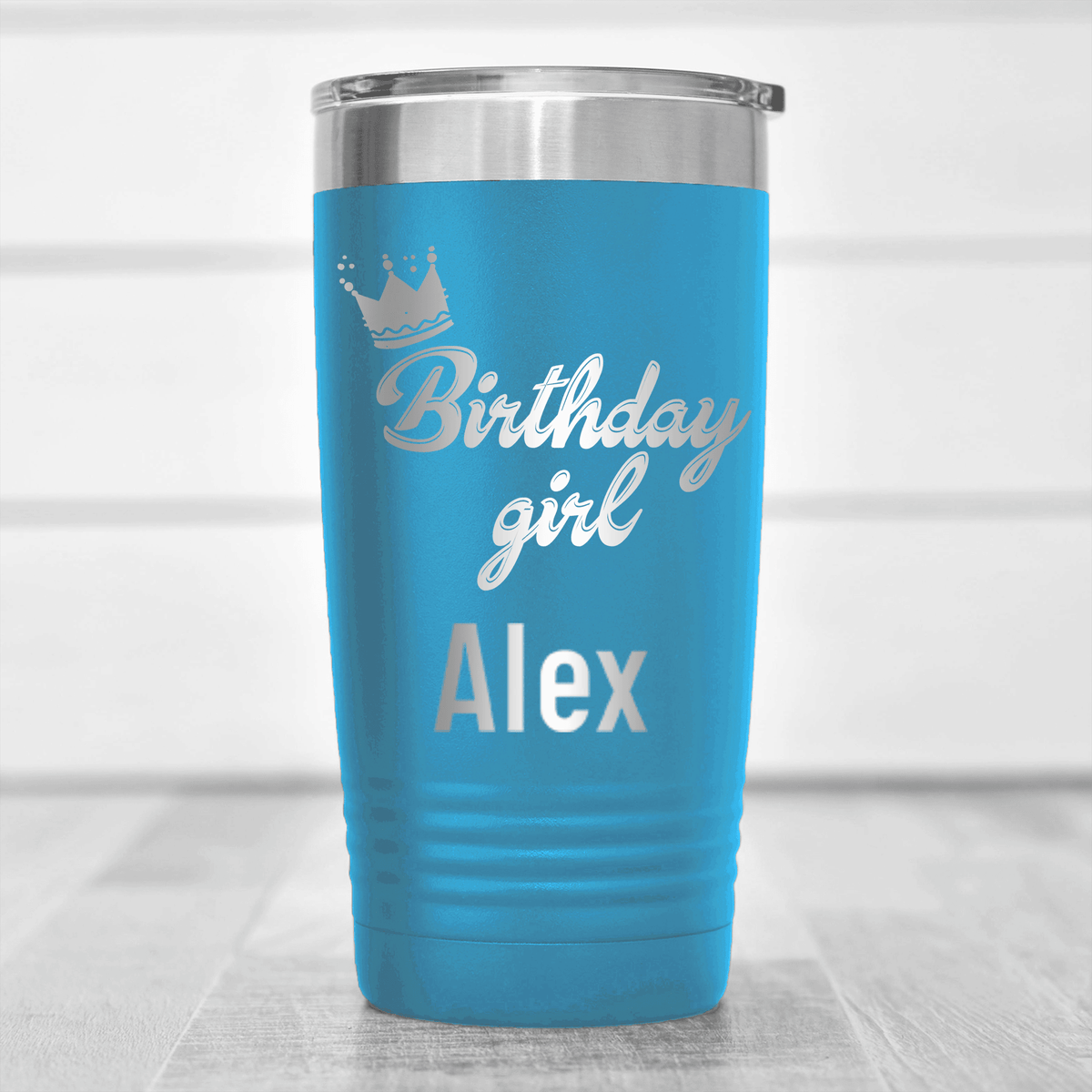 Light Blue Birthday Tumbler With Birthday Girl Design