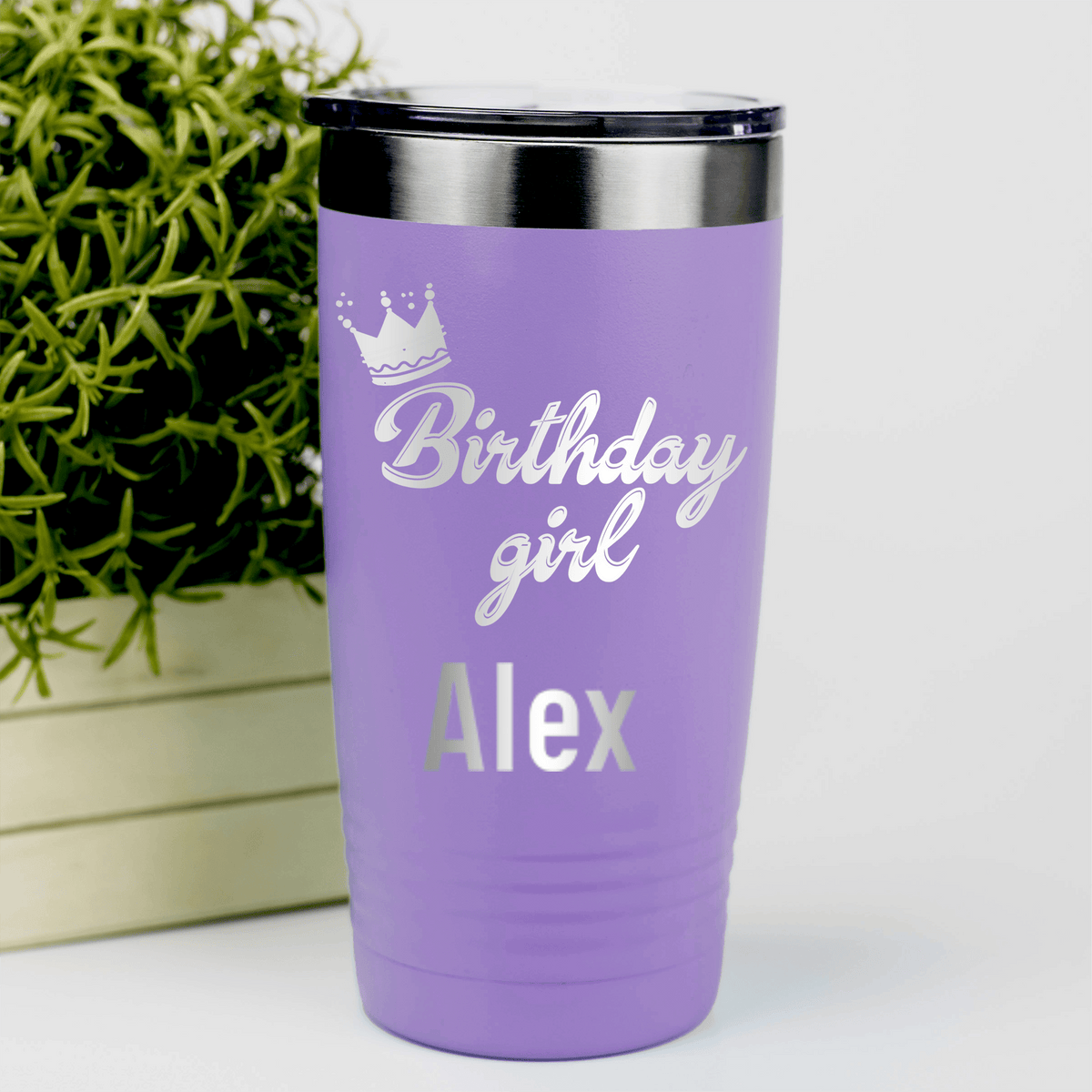 Light Purple Birthday Tumbler With Birthday Girl Design