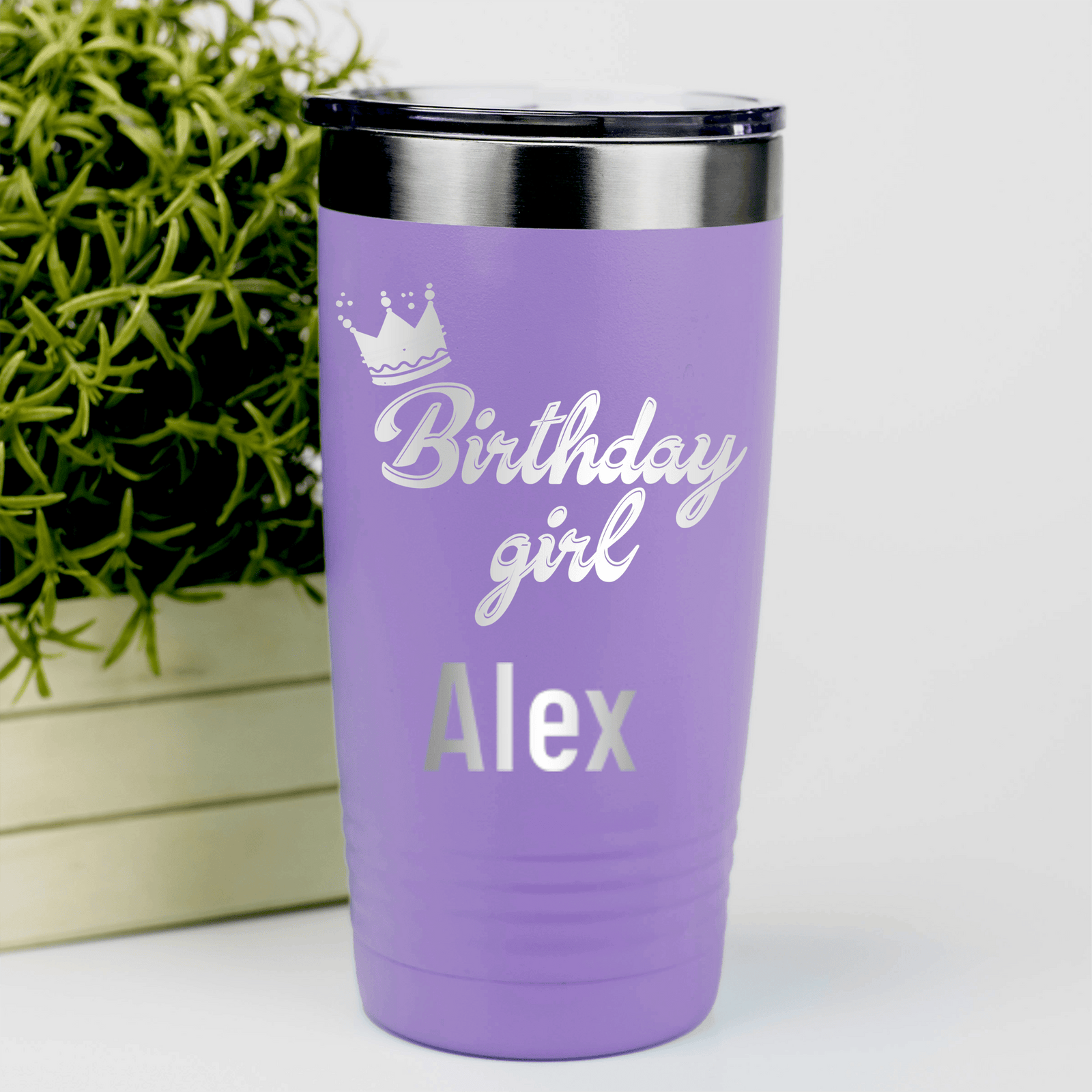 Light Purple Birthday Tumbler With Birthday Girl Design