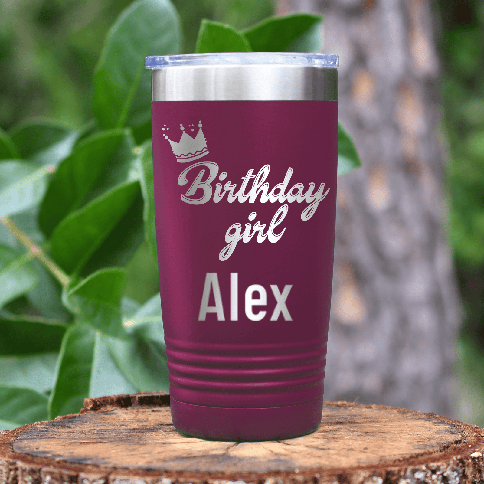 Maroon Birthday Tumbler With Birthday Girl Design