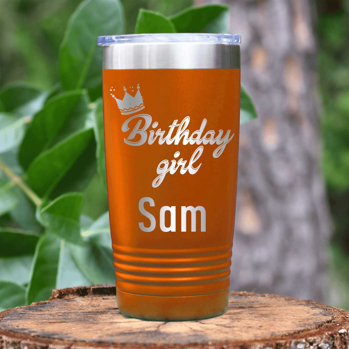 Orange Birthday Tumbler With Birthday Girl Design