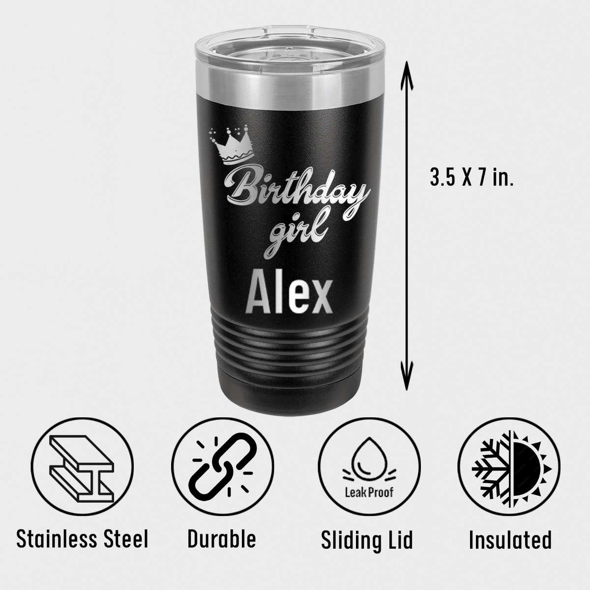 Personalized Birthday Girl Tumbler for her, Customized Gifts for Women by Groovy Girl Gifts