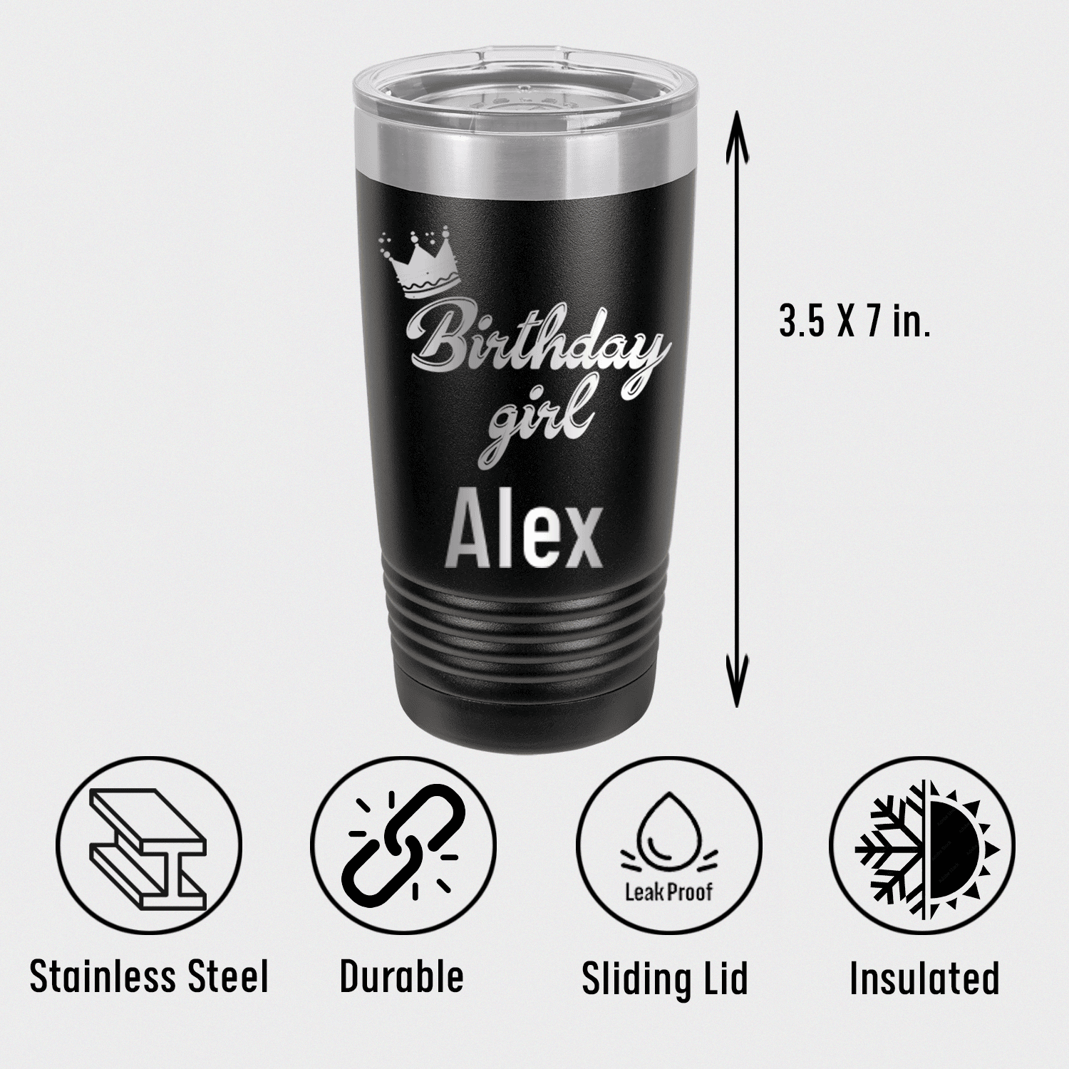Personalized Birthday Girl Tumbler for her, Customized Gifts for Women by Groovy Girl Gifts