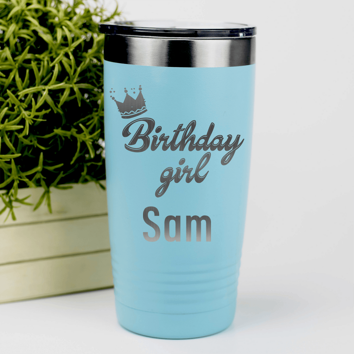 Teal Birthday Tumbler With Birthday Girl Design