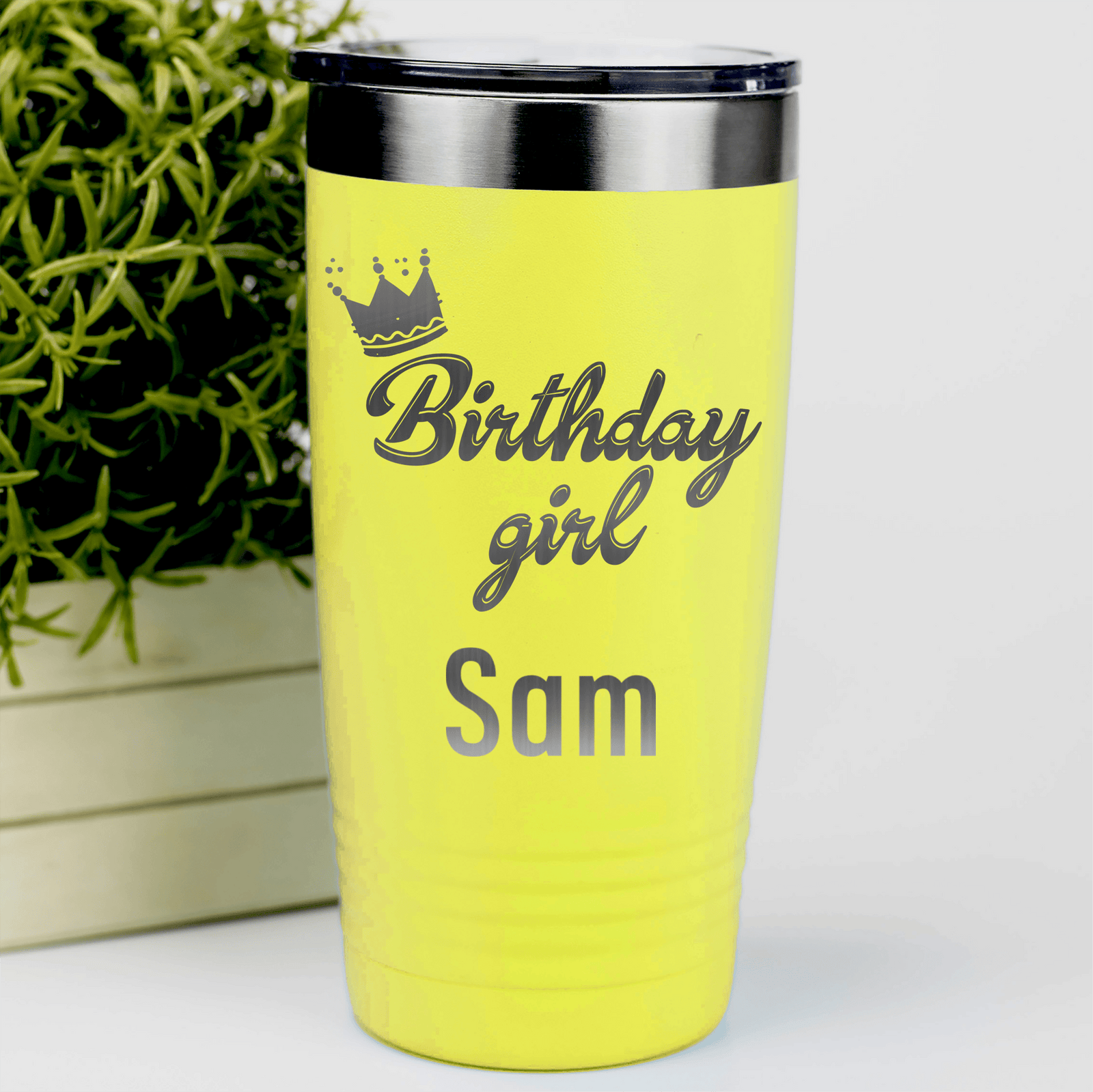 Yellow Birthday Tumbler With Birthday Girl Design