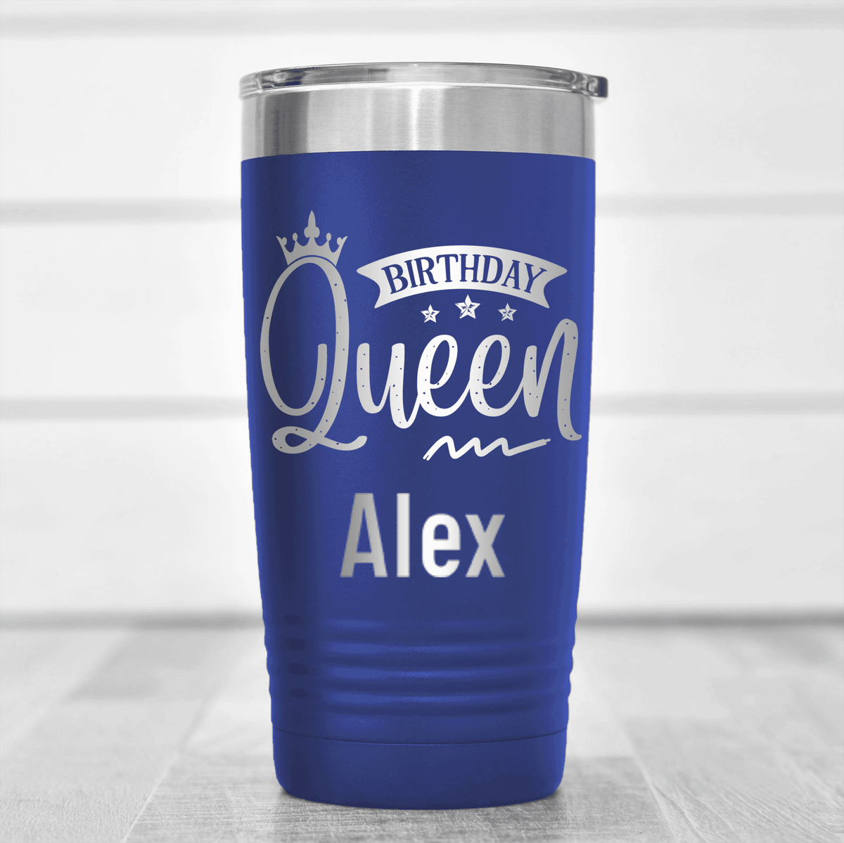 Blue Birthday Tumbler With Birthday Queen Design