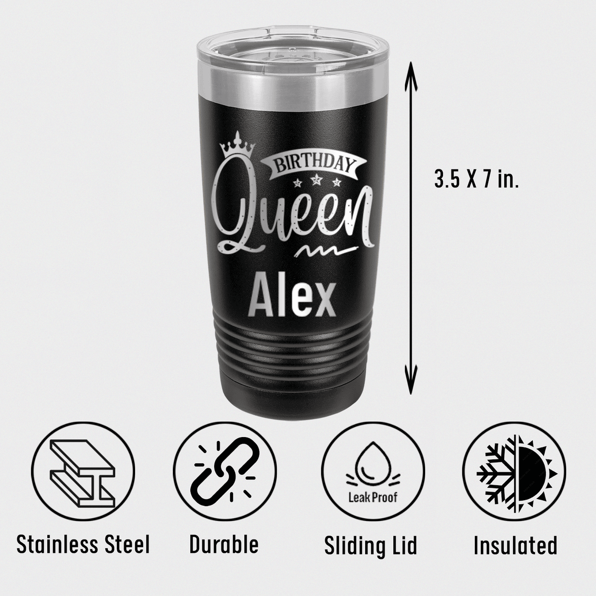 Personalized Birthday Queen Tumbler for her, Customized Gifts for Women by Groovy Girl Gifts