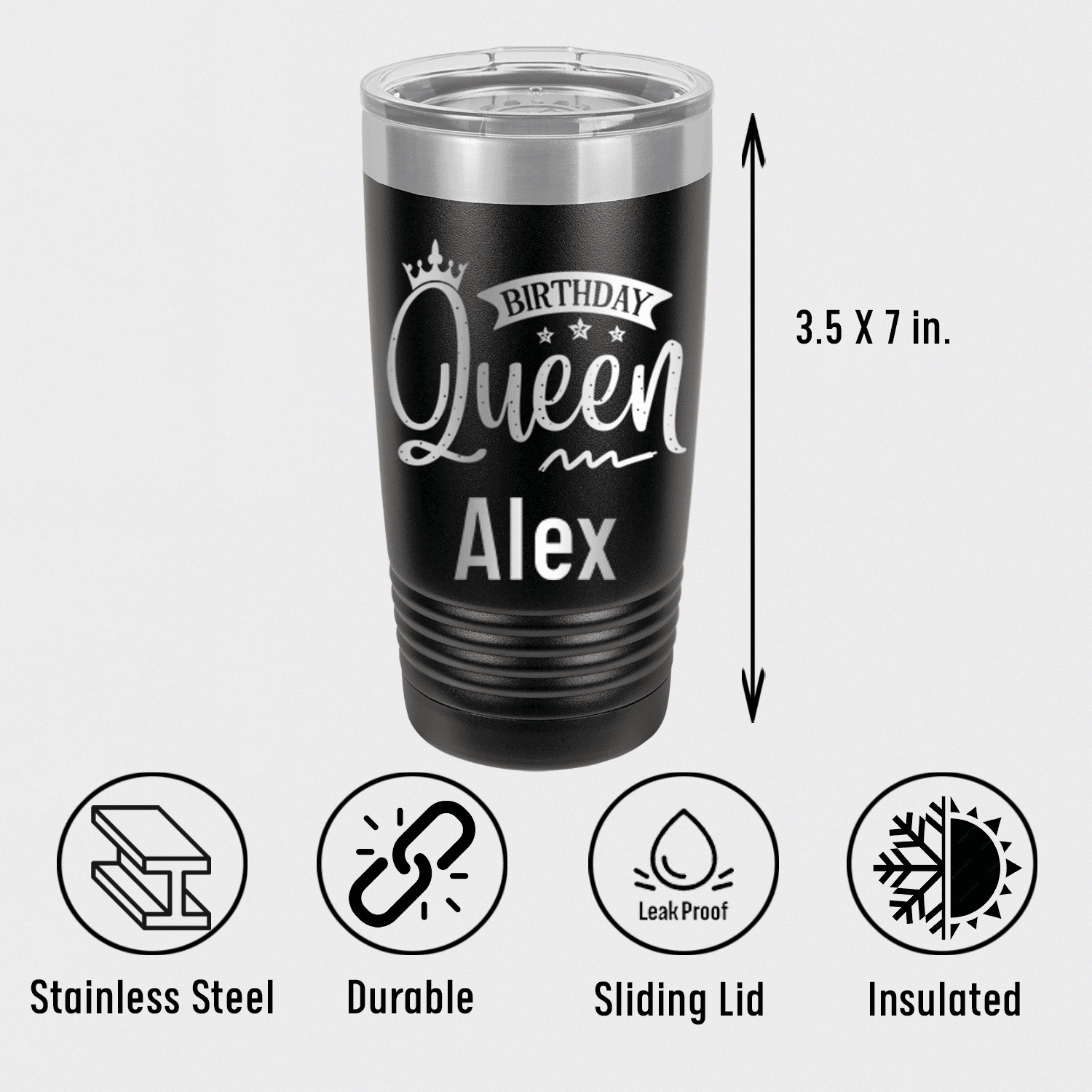 Personalized Birthday Queen Tumbler for her, Customized Gifts for Women by Groovy Girl Gifts