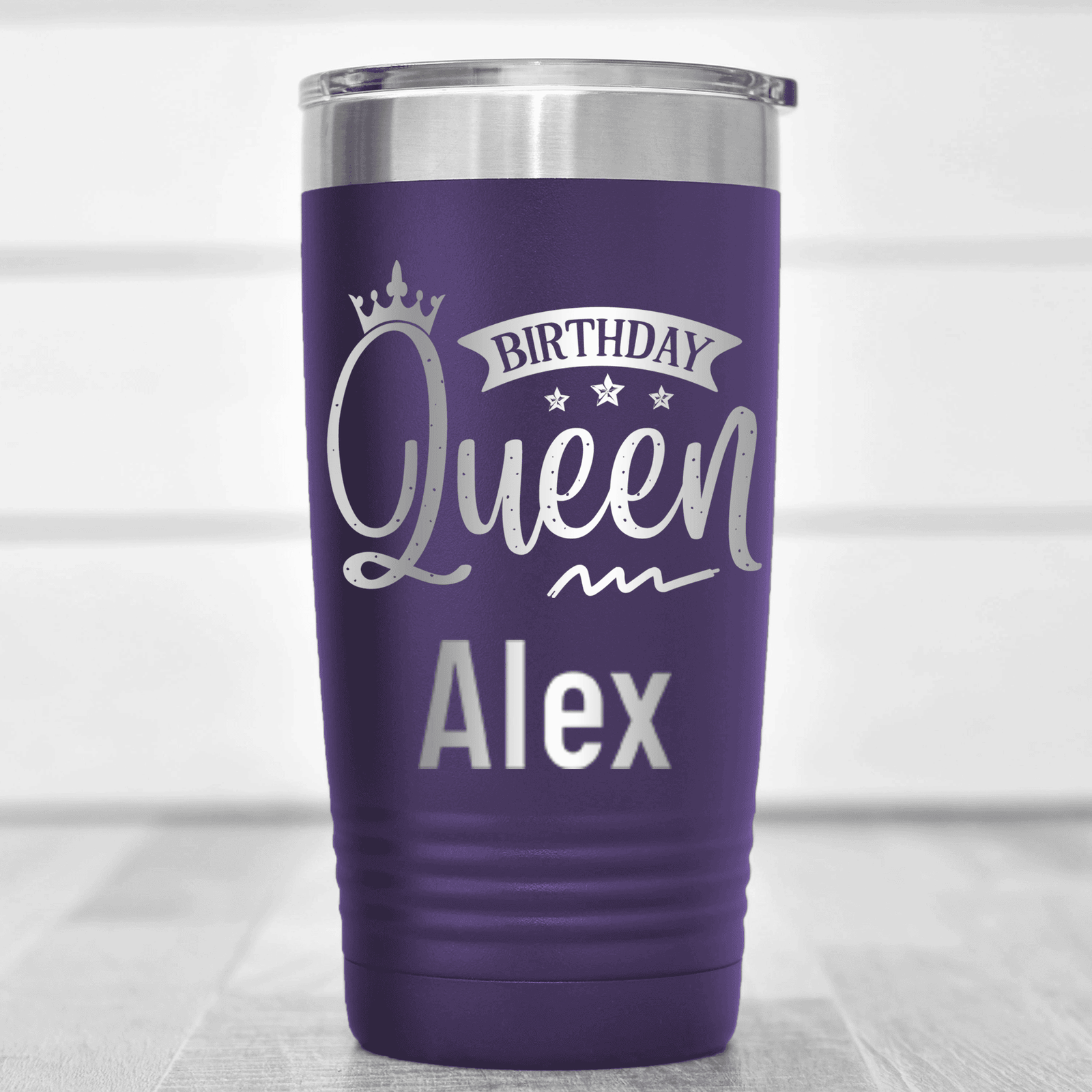 Purple Birthday Tumbler With Birthday Queen Design