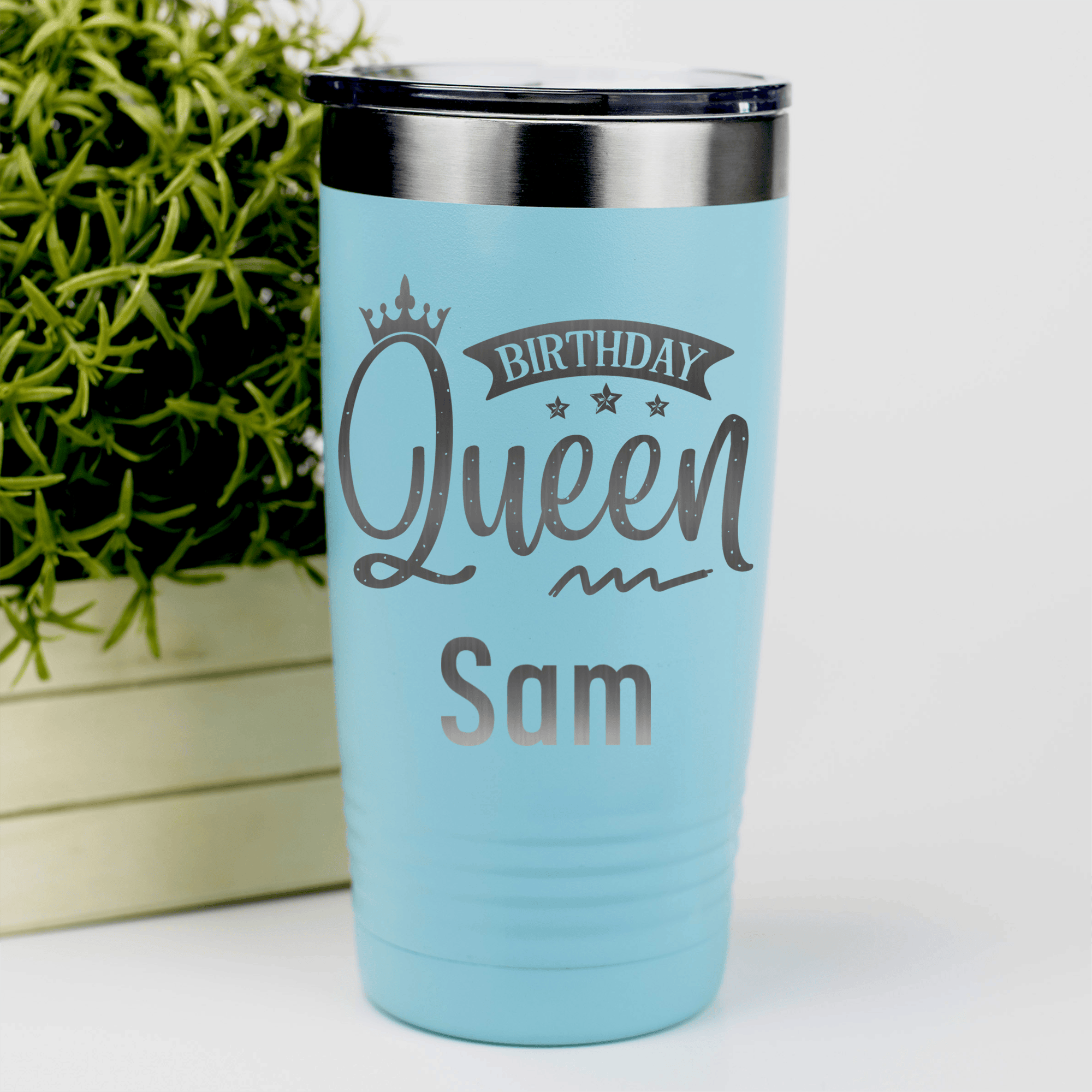 Teal Birthday Tumbler With Birthday Queen Design