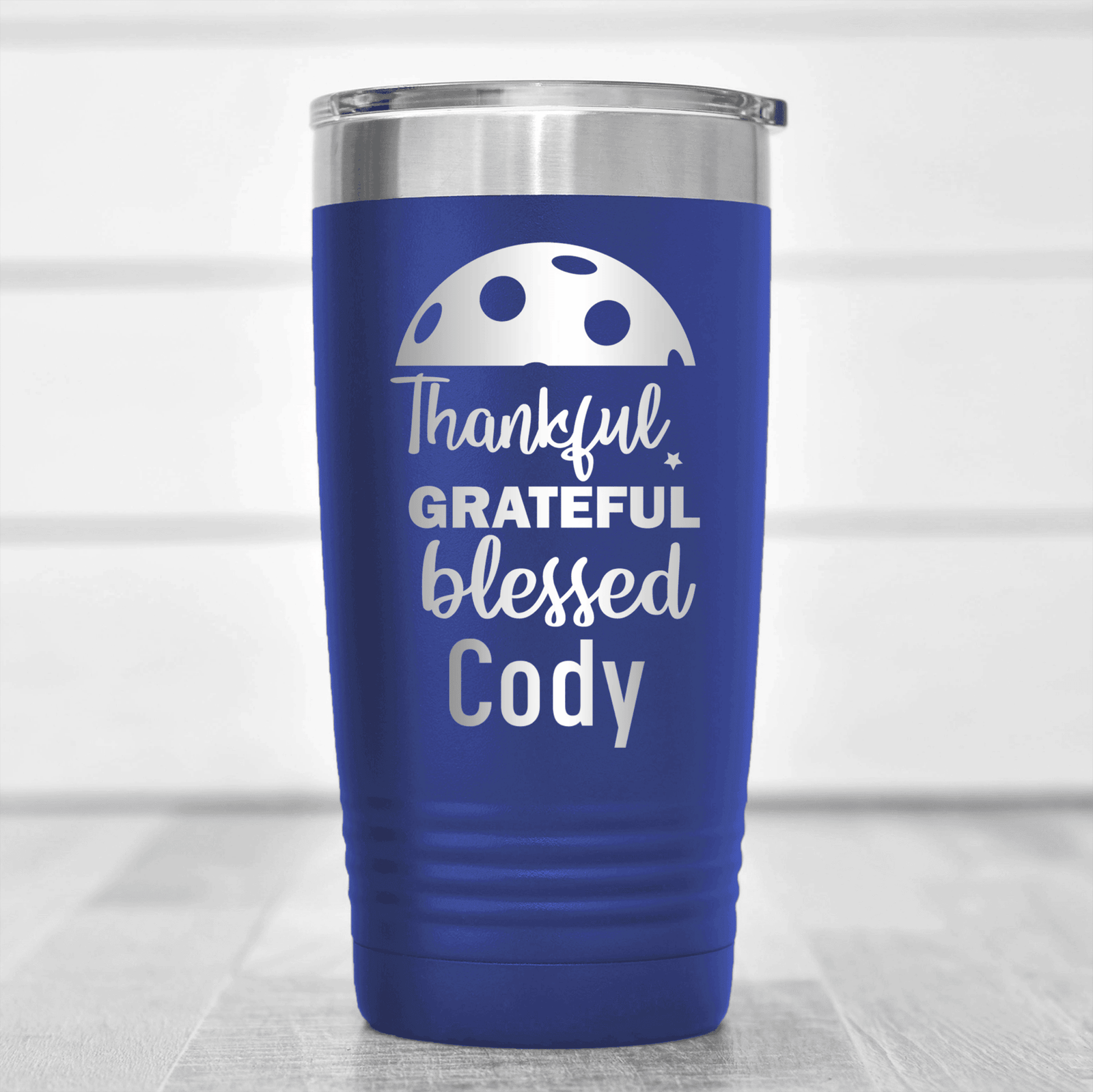 Blue Pickleball Tumbler With Blessed For Pickleball Design