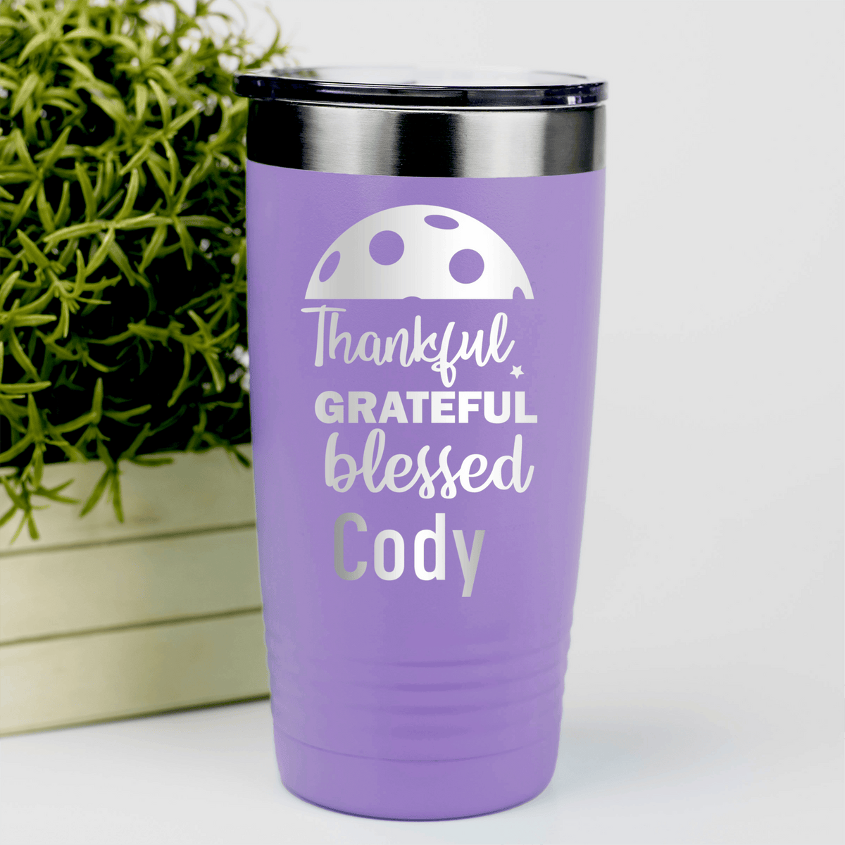 Light Purple Pickleball Tumbler With Blessed For Pickleball Design