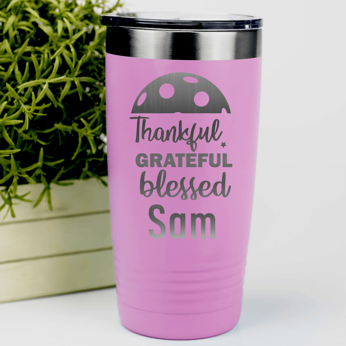 Pink Pickleball Tumbler With Blessed For Pickleball Design