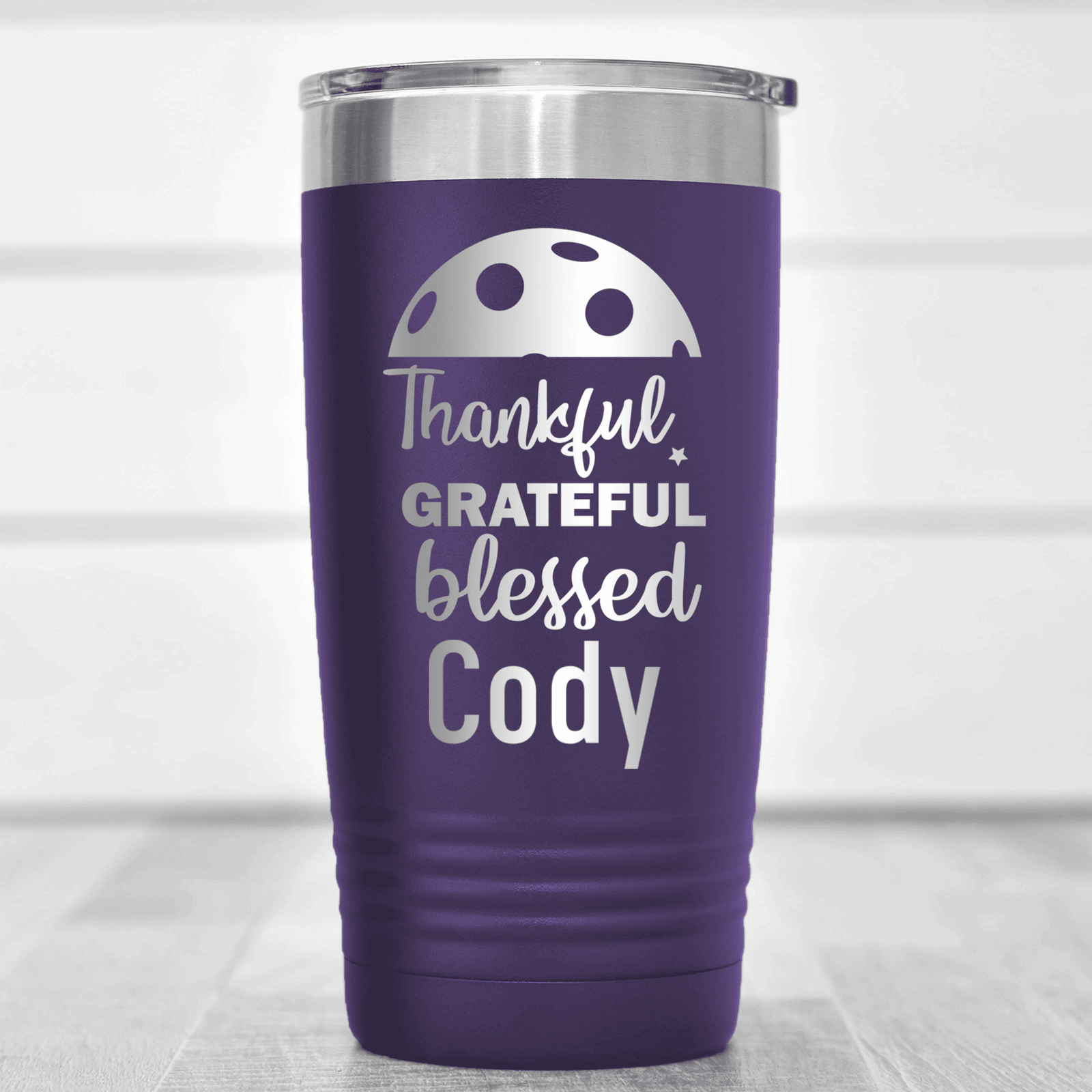 Purple Pickleball Tumbler With Blessed For Pickleball Design