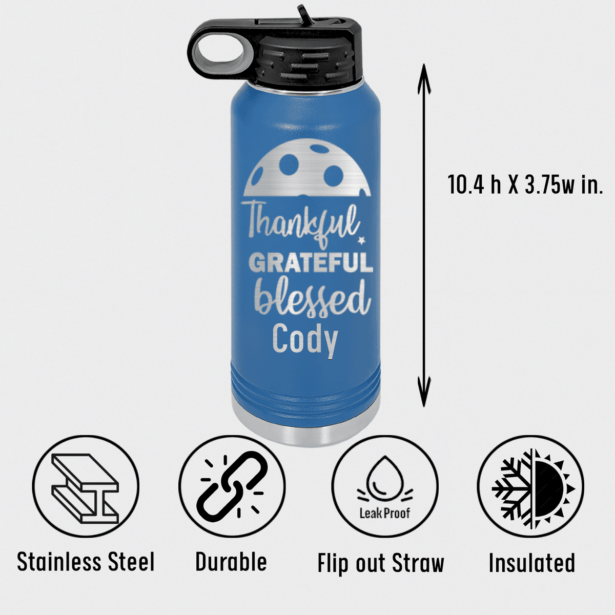Personalized Blessed For Pickleball Water Bottle for her, Customized Gifts for Women by Groovy Girl Gifts
