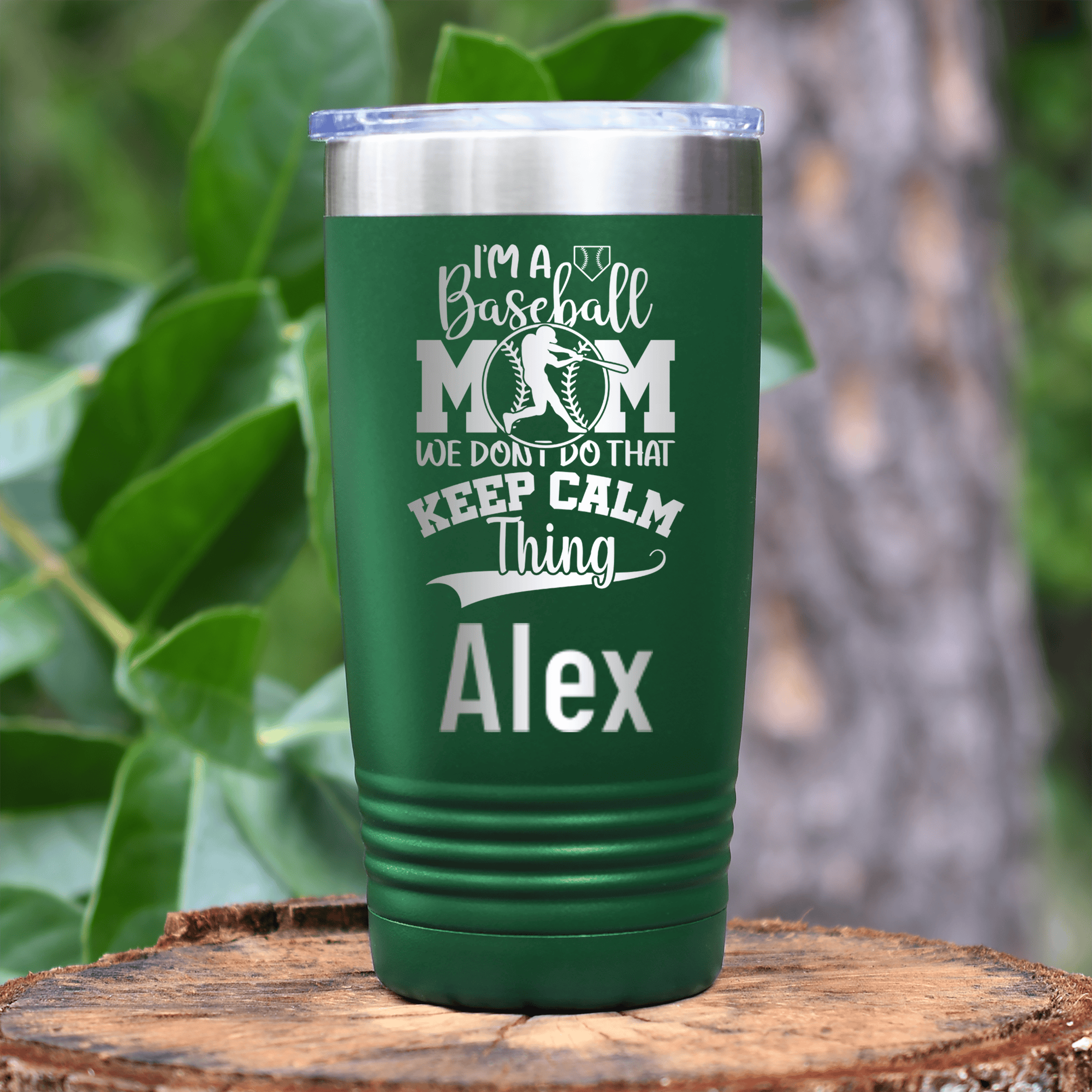 Green Baseball Mom Tumbler With Calm Isnt For Baseball Moms Design