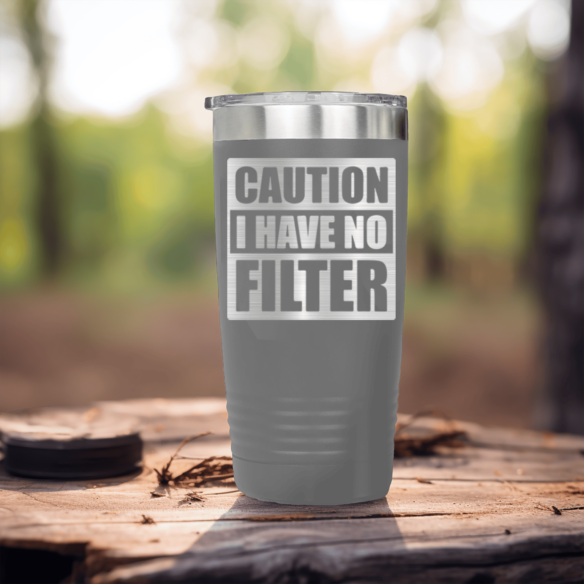 Grey pickelball tumbler Caution No Filter