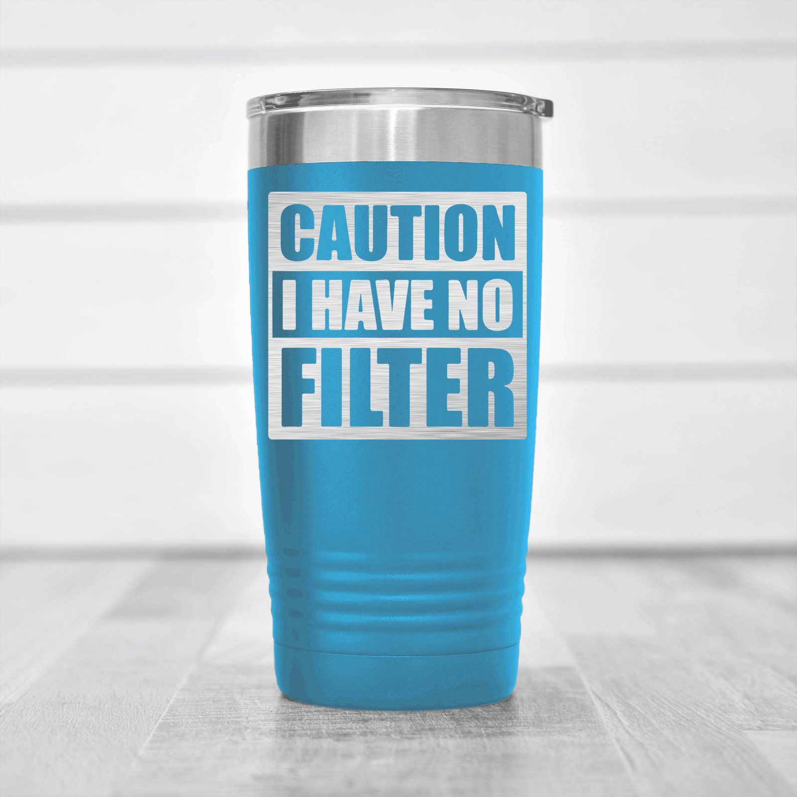 Light Blue pickelball tumbler Caution No Filter