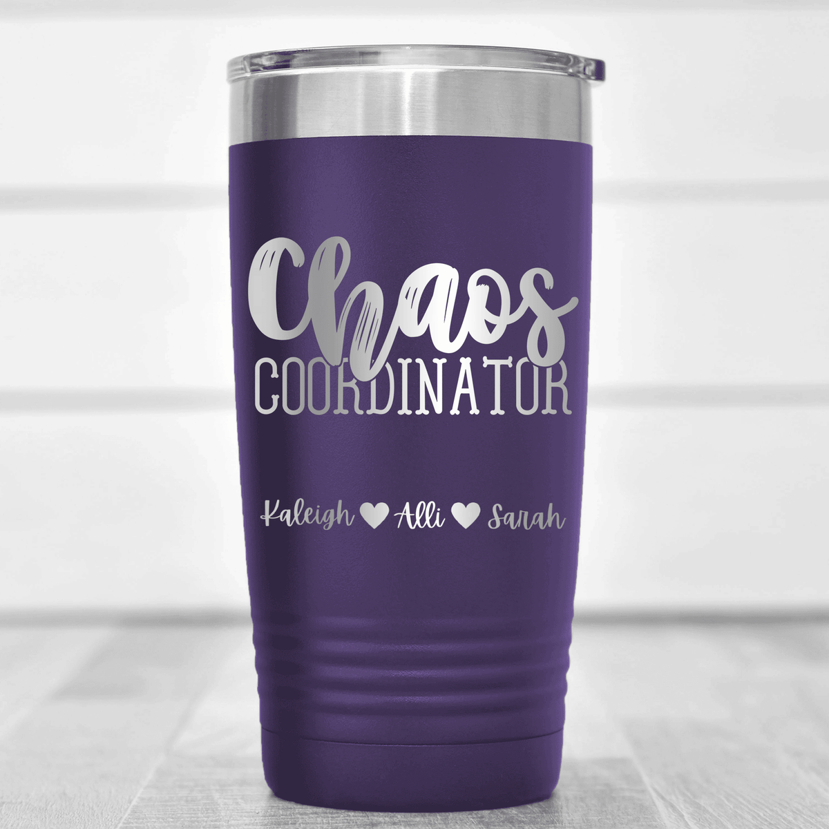 Purple Mothers Day Tumbler With Chaos Coordinator Design