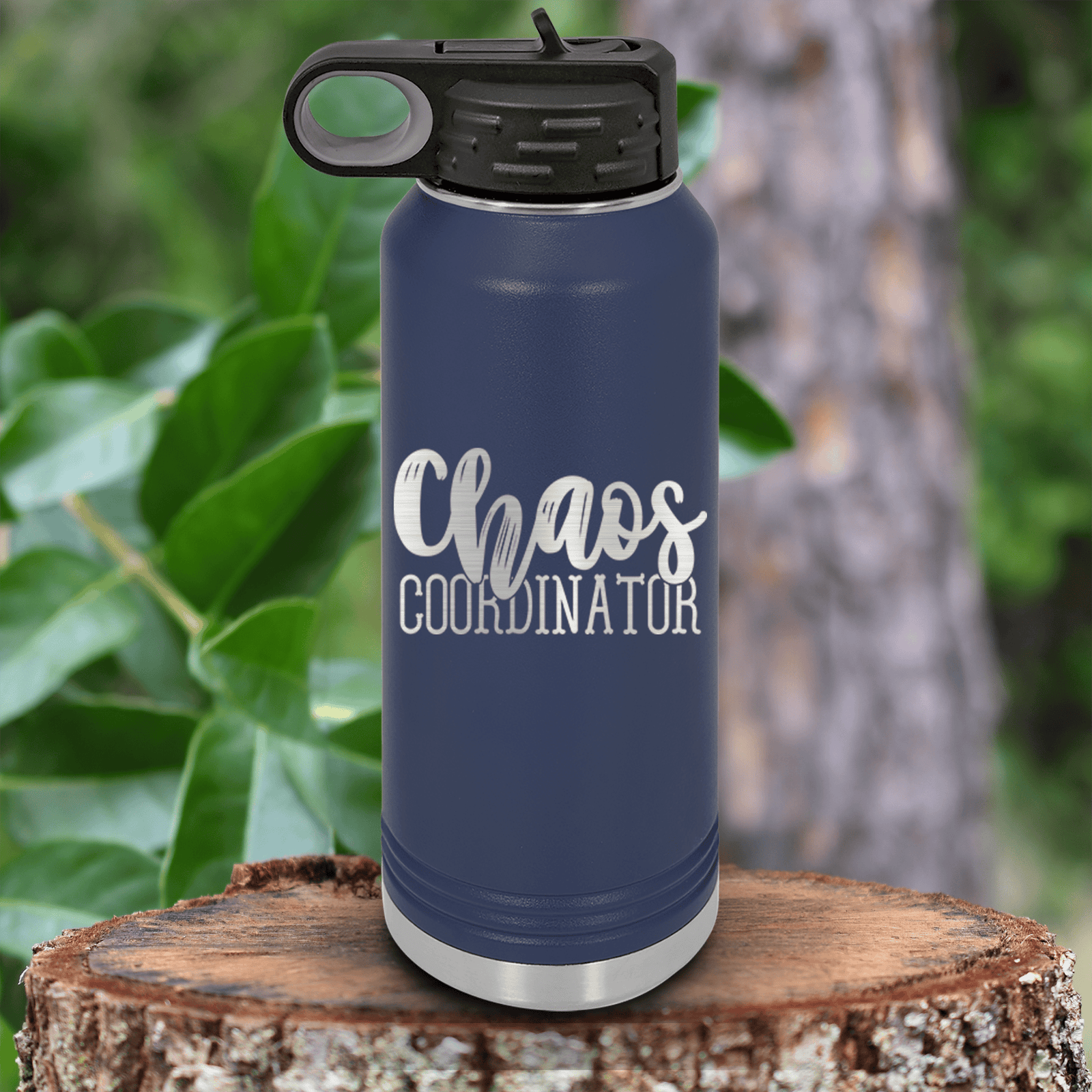Navy Mothers Day Water Bottle With Chaos Coordinator Design