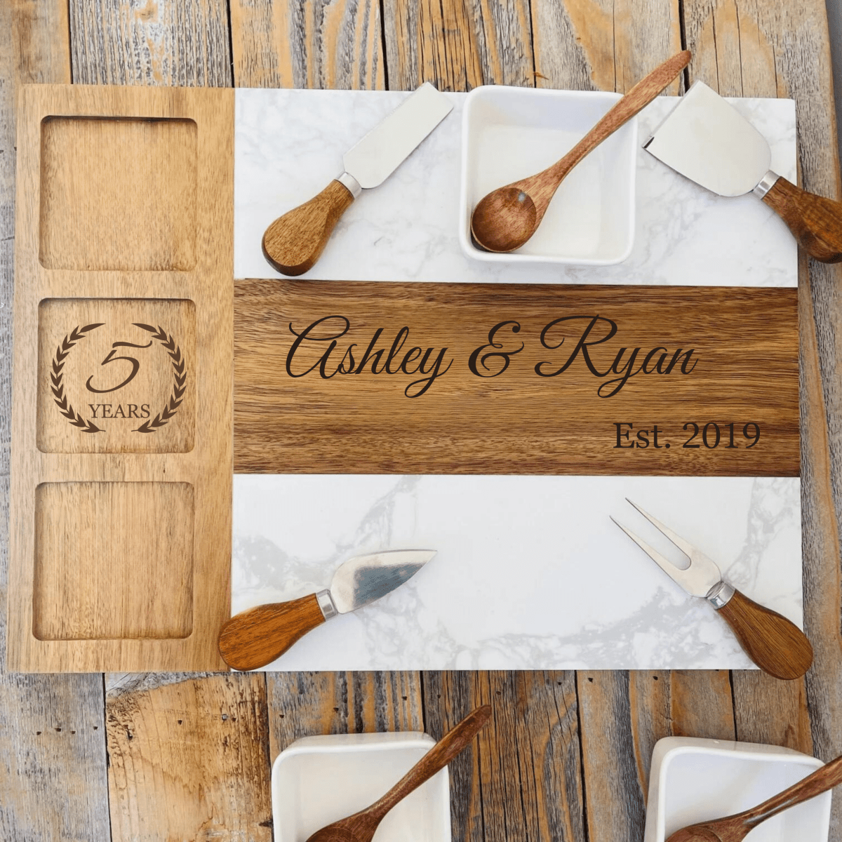 Personalized Anniversary Elegance Charcuterie Board for her, Customized Gifts for Women by Groovy Girl Gifts