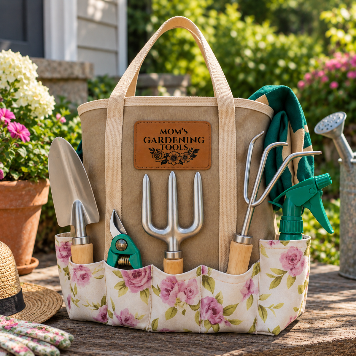 Personalized Garden Tote Set with Tools for Women
