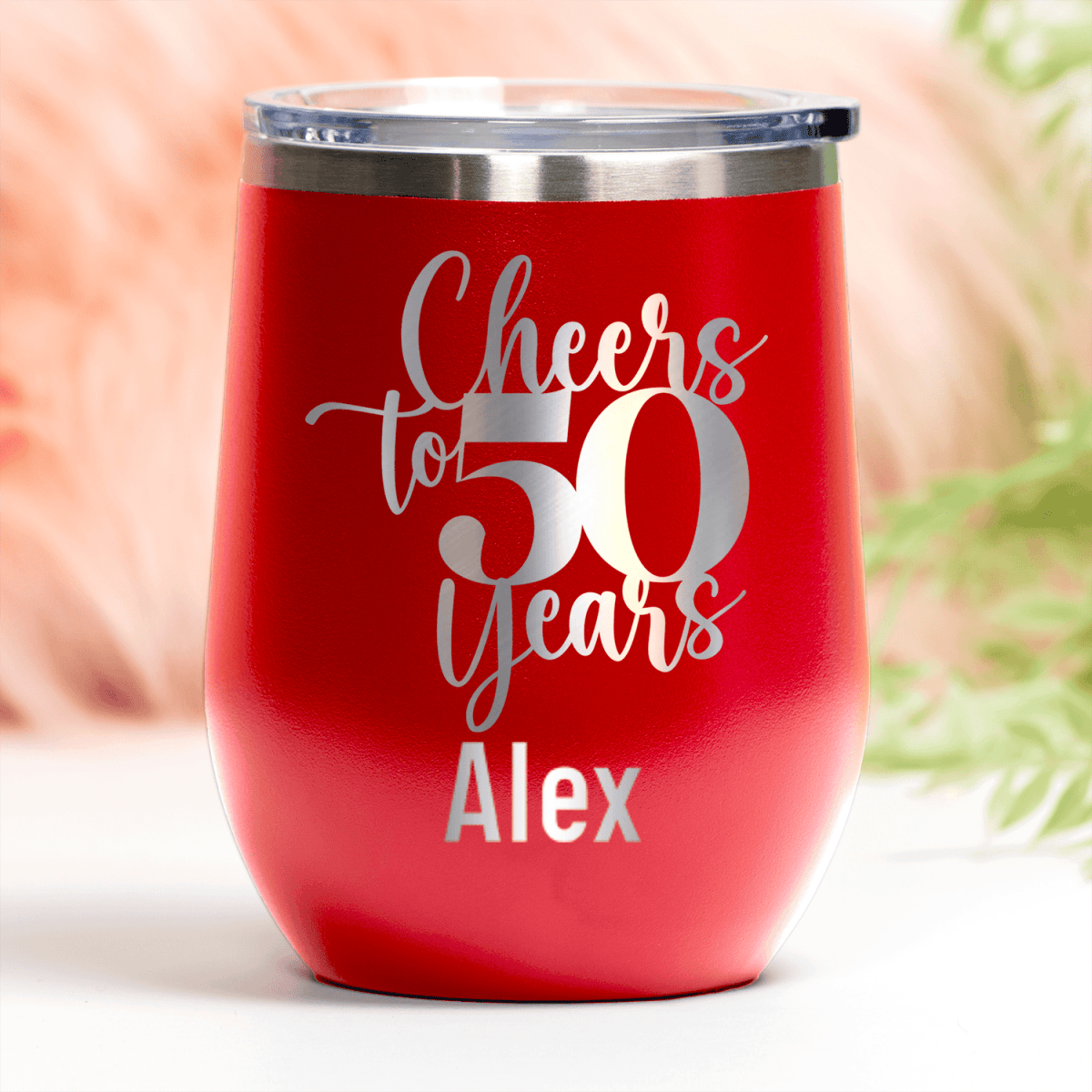 Personalized Cheers To Fifty Years Wine Tumbler for her, Customized Gifts for Women by Groovy Girl Gifts
