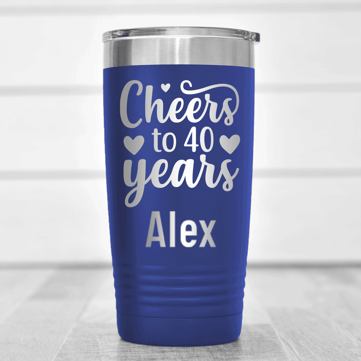 Blue Birthday Tumbler With Cheers To Fourty Design
