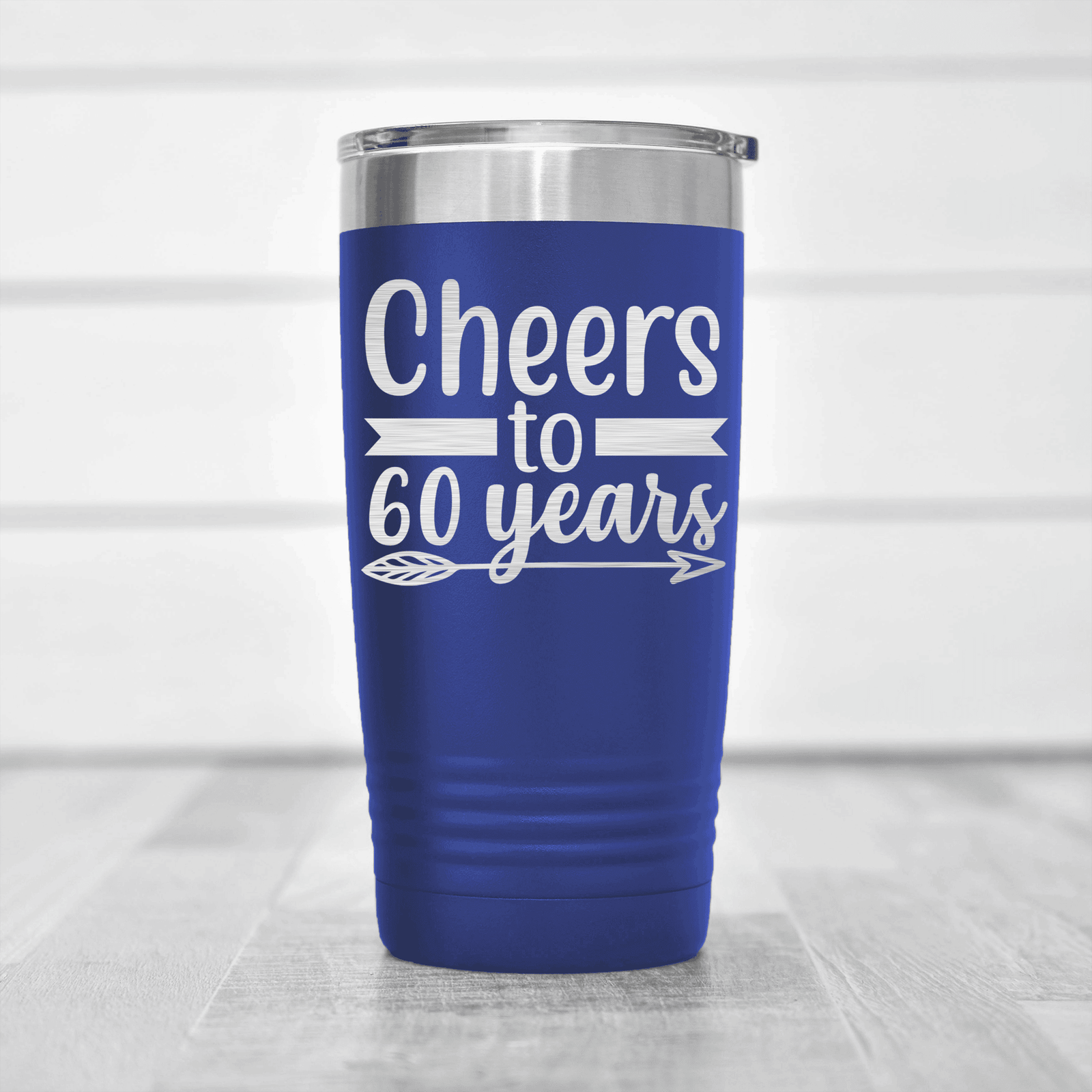 Blue birthday tumbler Cheers To Sixty Arrow