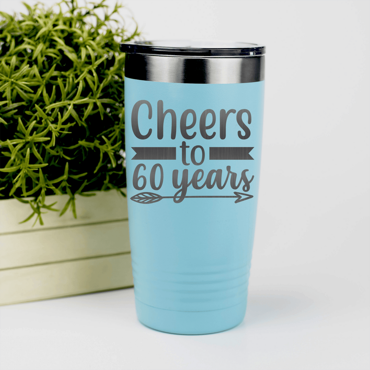 Teal birthday tumbler Cheers To Sixty Arrow