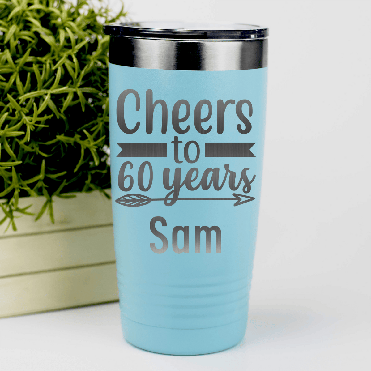 Teal Birthday Tumbler With Cheers To Sixty Arrow Design