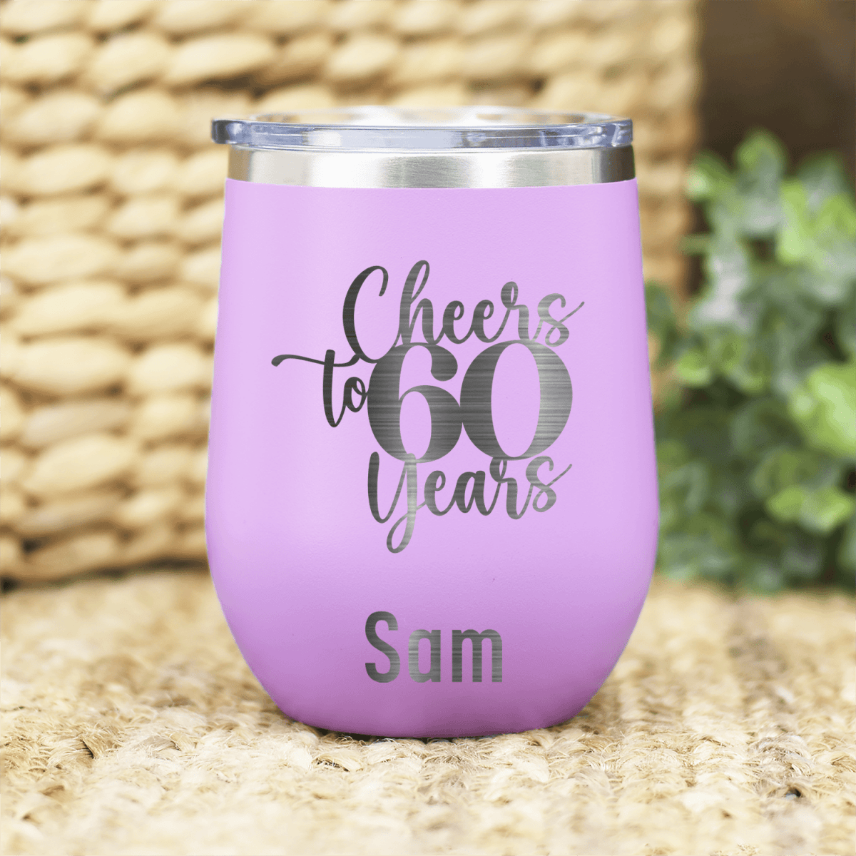 Personalized Cheers To Sixty Years Wine Tumbler for her, Customized Gifts for Women by Groovy Girl Gifts